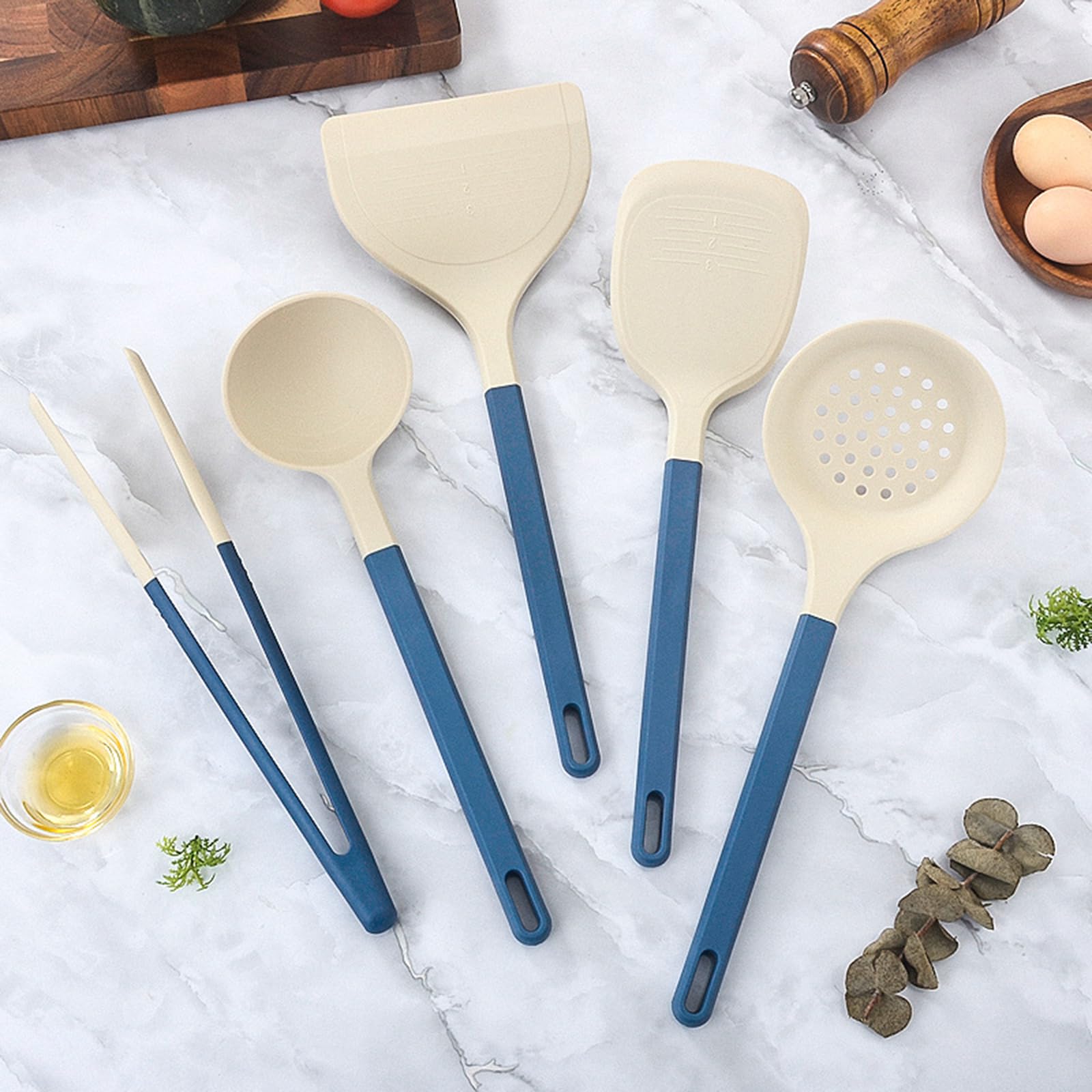 6 Teiliges Küchenhelfer Set, Silikon Kochutensilien Kochbesteck Set, Hitzebeständiger Kochgeschirr,Antihaft Kochset Küchenutensilien, Spülmaschinenfest