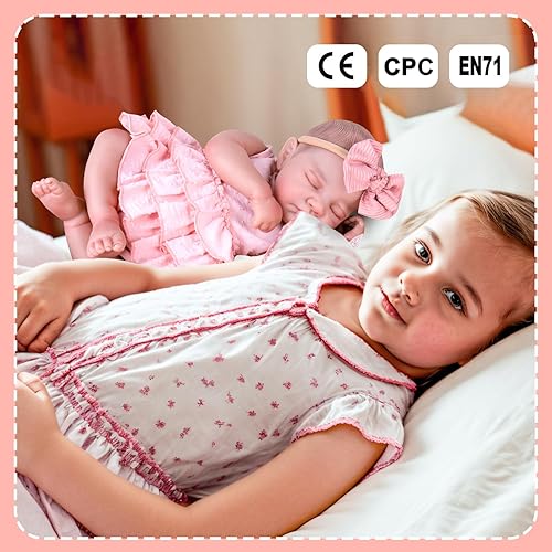 Miniatura 6 de Aori Reborn Baby Dolls Girl 20'' Muñeca Realista de Recién Nacido Durmiente - Muñeca de Bebé de Vinilo Realista Poseable con Set de Alimentación y