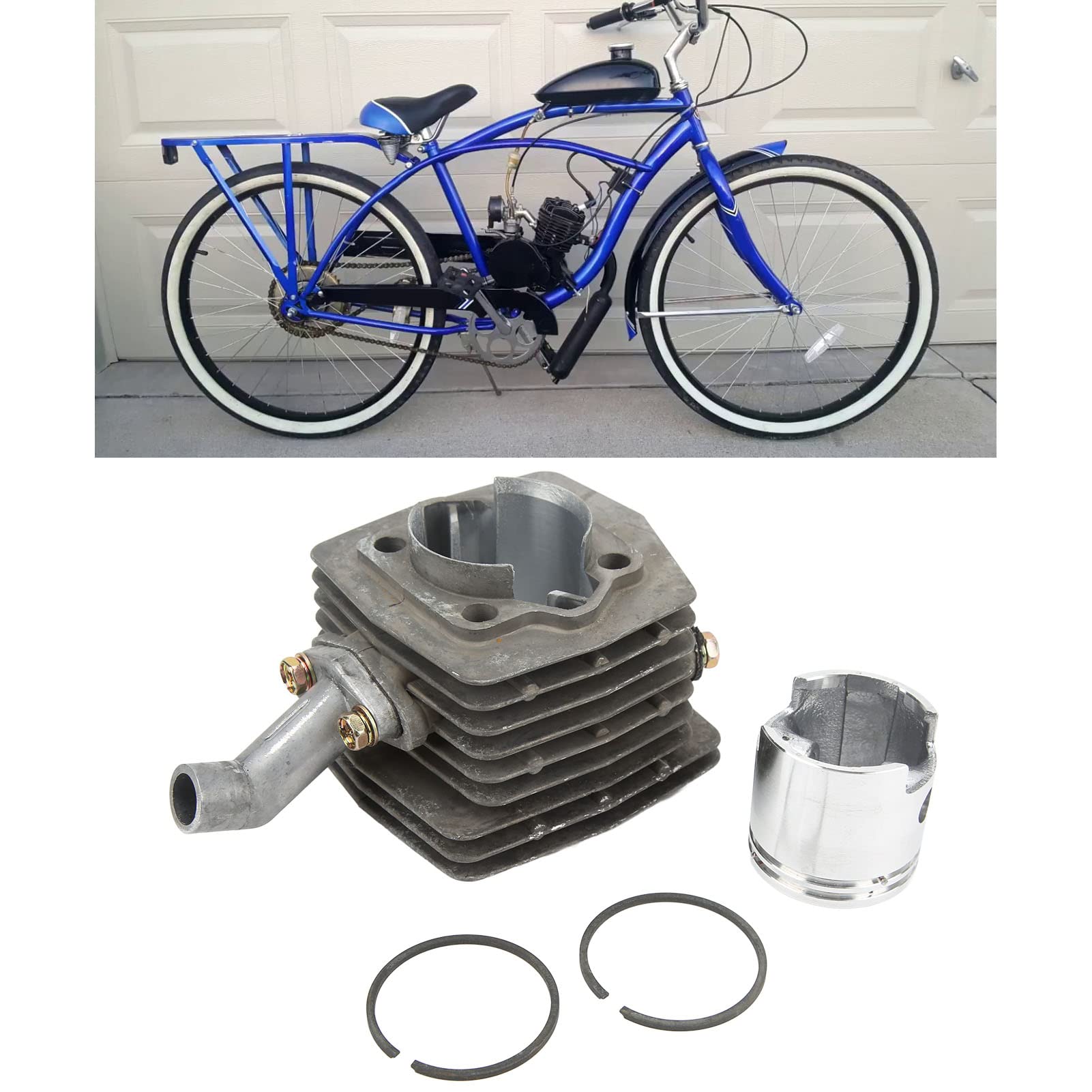 Kit De Pistón De Cilindro De Motor, Kit De Pistón De Barril De Cilindro De 47 Mm De Diámetro De Orificio De Repuesto Para Motor De Bicicleta Motorizada De Motor Un Solo Cilindro De 80 Cc 2 Tiemp