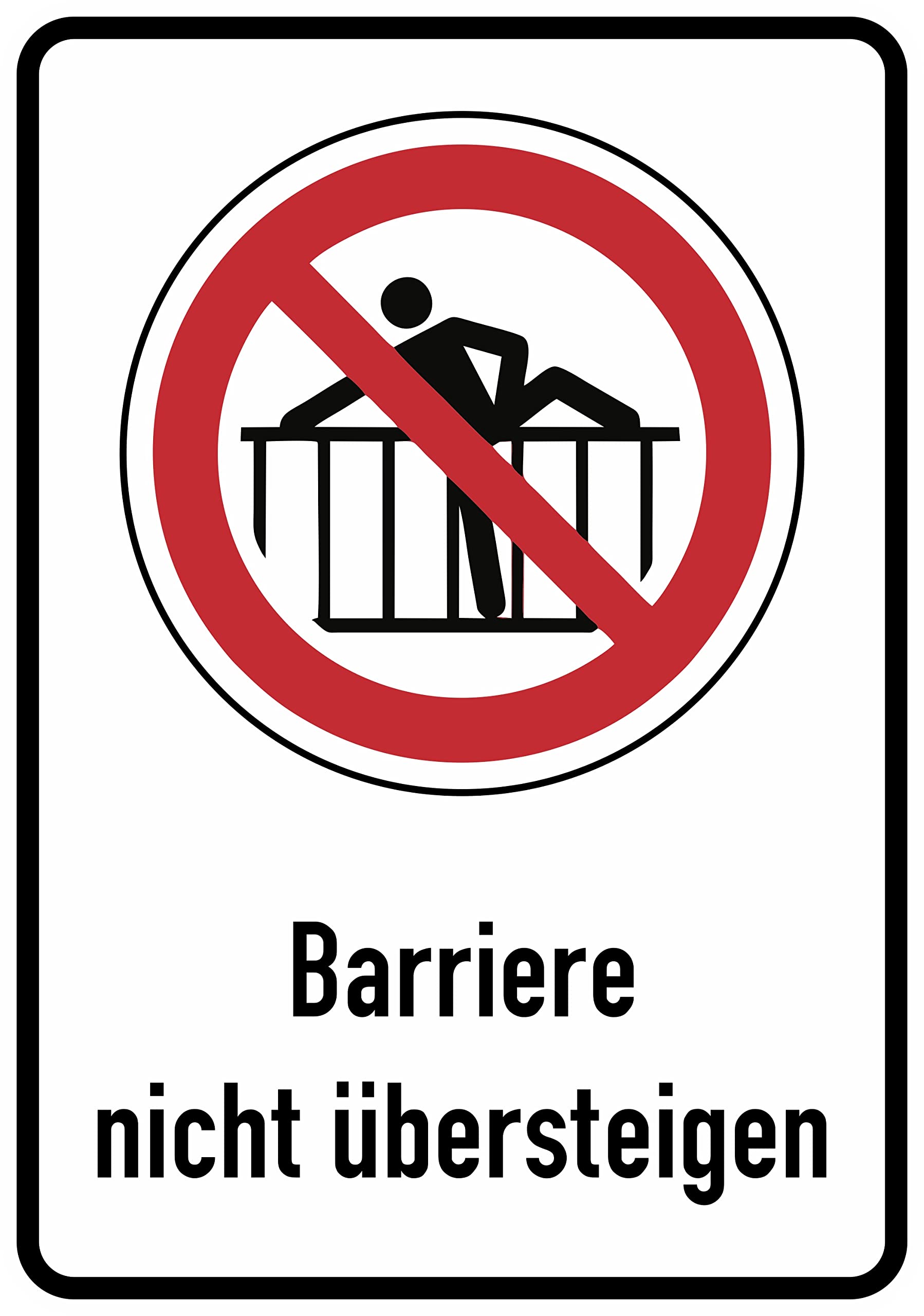 Daged Barriere nicht übersteigen Aufkleber 23x16 cm Hinweiszeichen DIN EN ISO 7010 Sticker T-173
