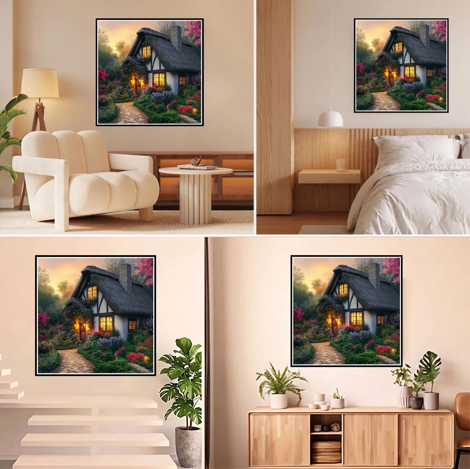Kit de Pintura de Diamantes para Principiantes y Adultos, Jardín, Mosaico de Punto de Cruz con Diamantes de Resina, Manualidades DIY Creativas para Regalo, Decorativo de Pared 70x70cm Cabina FX#737
