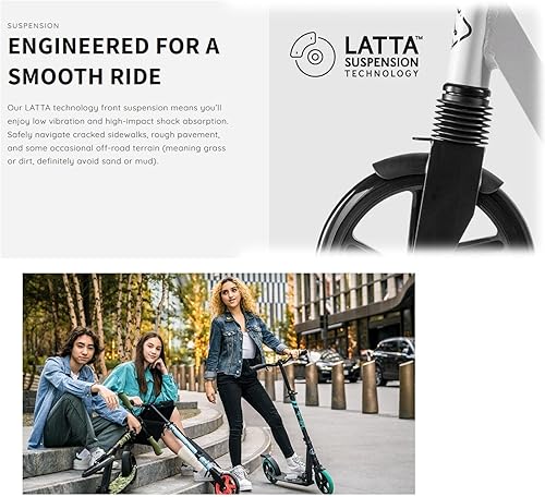 Miniatura 7 de Razor Patinete A6 Kick para niños de 8 años en adelante, manillar extra alto y cubierta más larga, ruedas de uretano de 10 pulgadas, tecnología