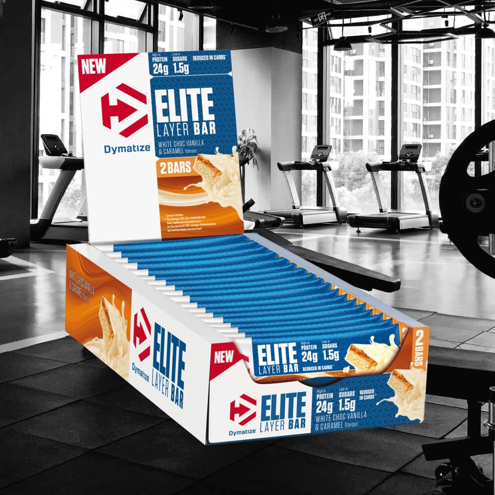 Dymatize Elite Layer Bar (18x60g) White Choc Vanilla & Caramel - Batony - Batony proteinowe