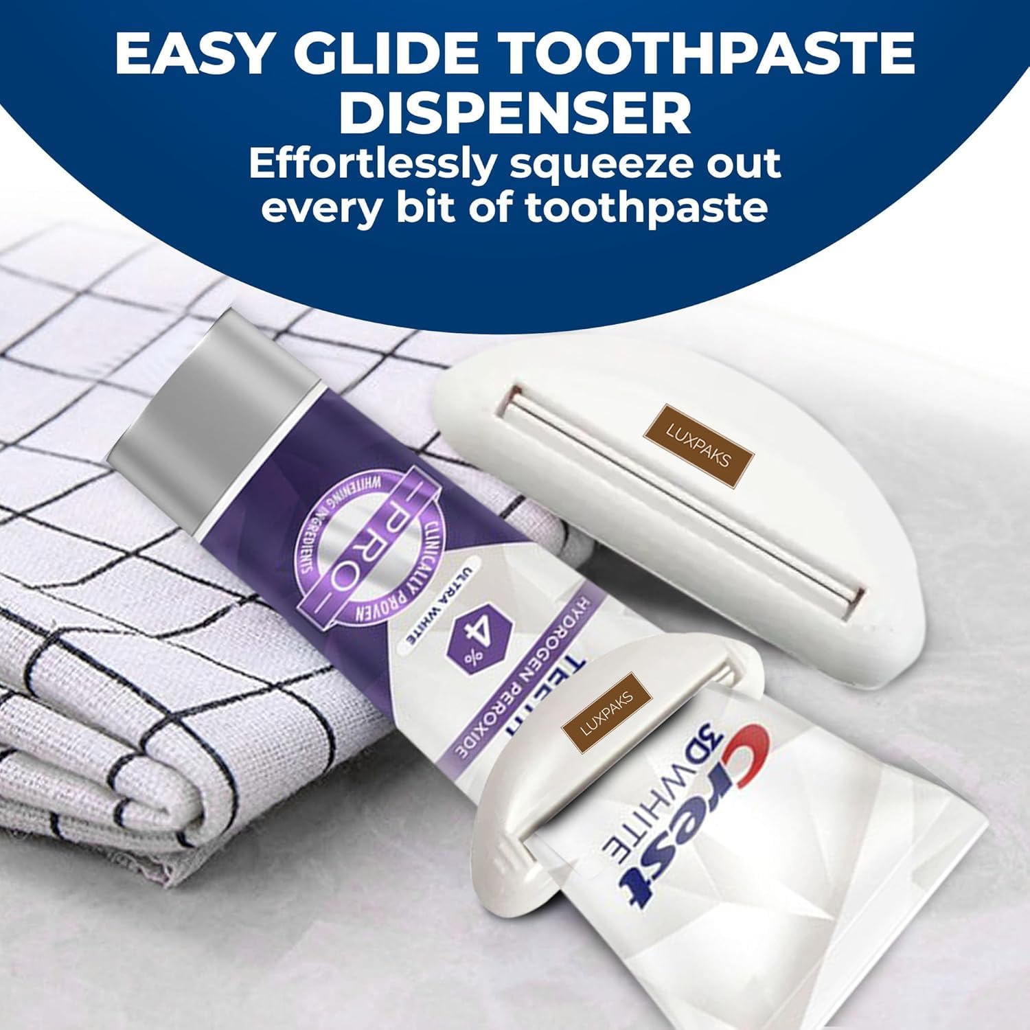 CRST 3D White Brilliance Pro Ultra White Teeth Whitening Toothpaste, 3.8 oz Bundled with LUXPAKS Toothpaste Squeezer – Active Whitening Protection, Deep Clean System