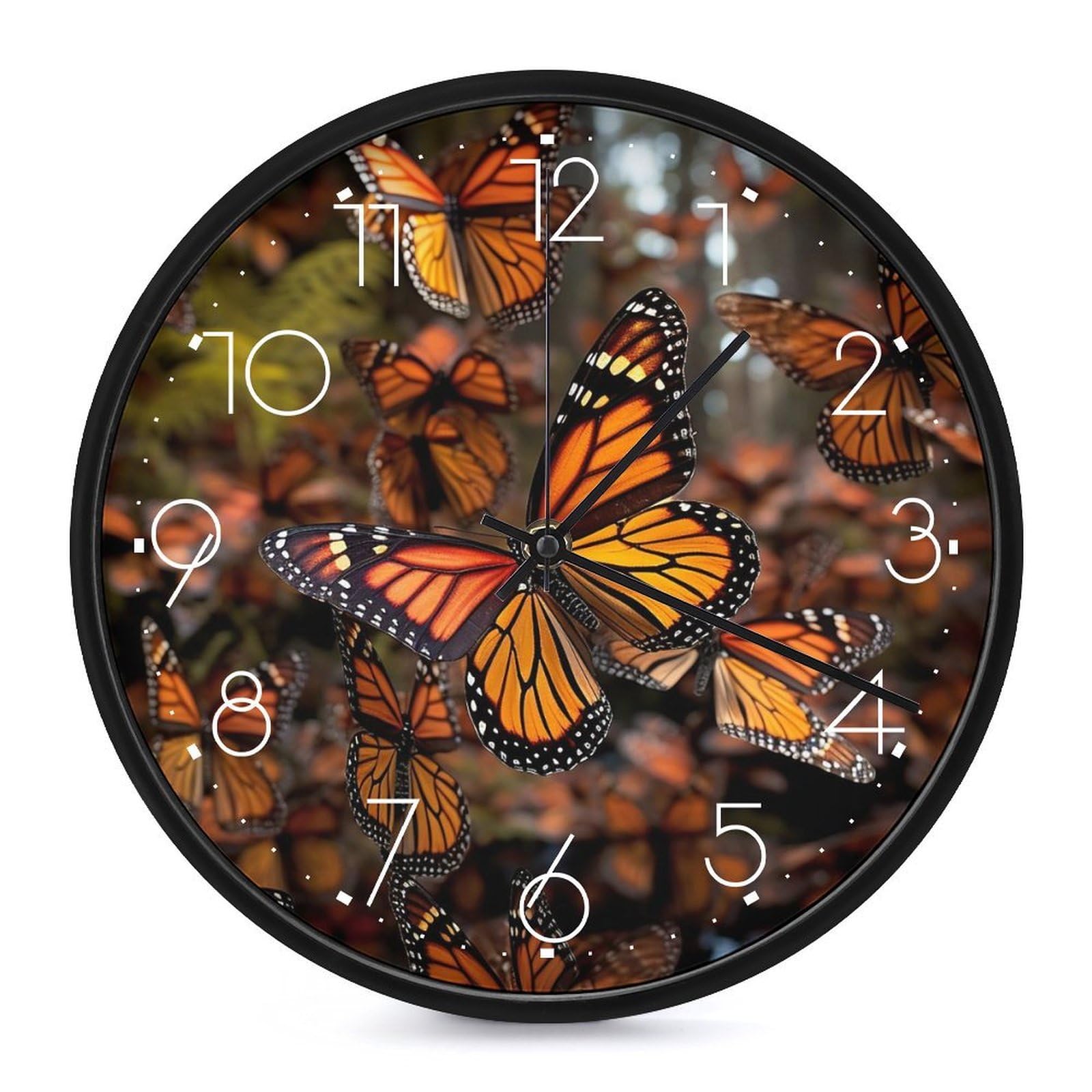 Horloge murale silencieuse ronde 25cm au design moderne noir