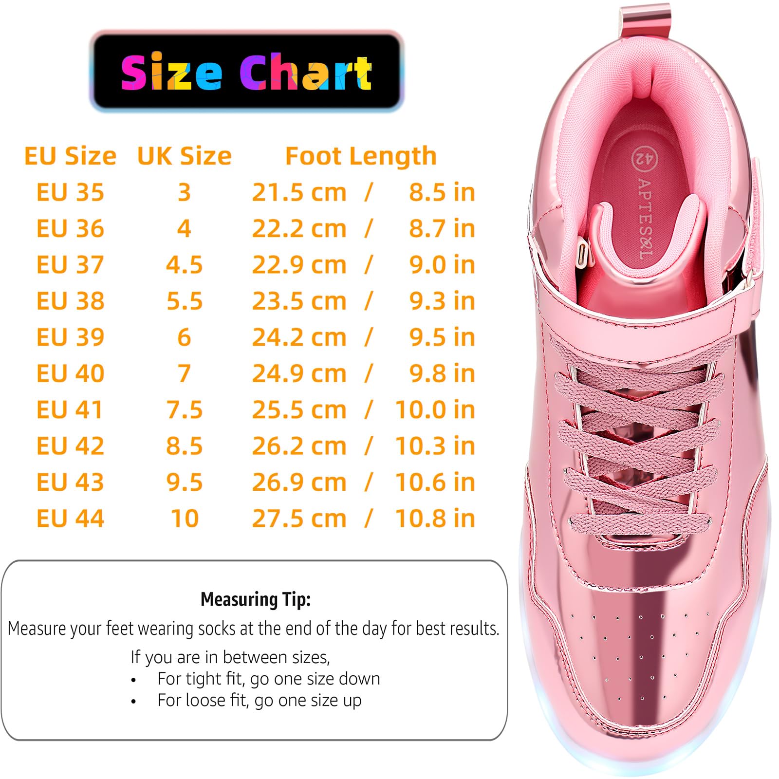 APTESOL Unisex LED Leucht Schuhe High-Top Licht Blinkt Sneaker USB Aufladen Shoes für Damen Herren