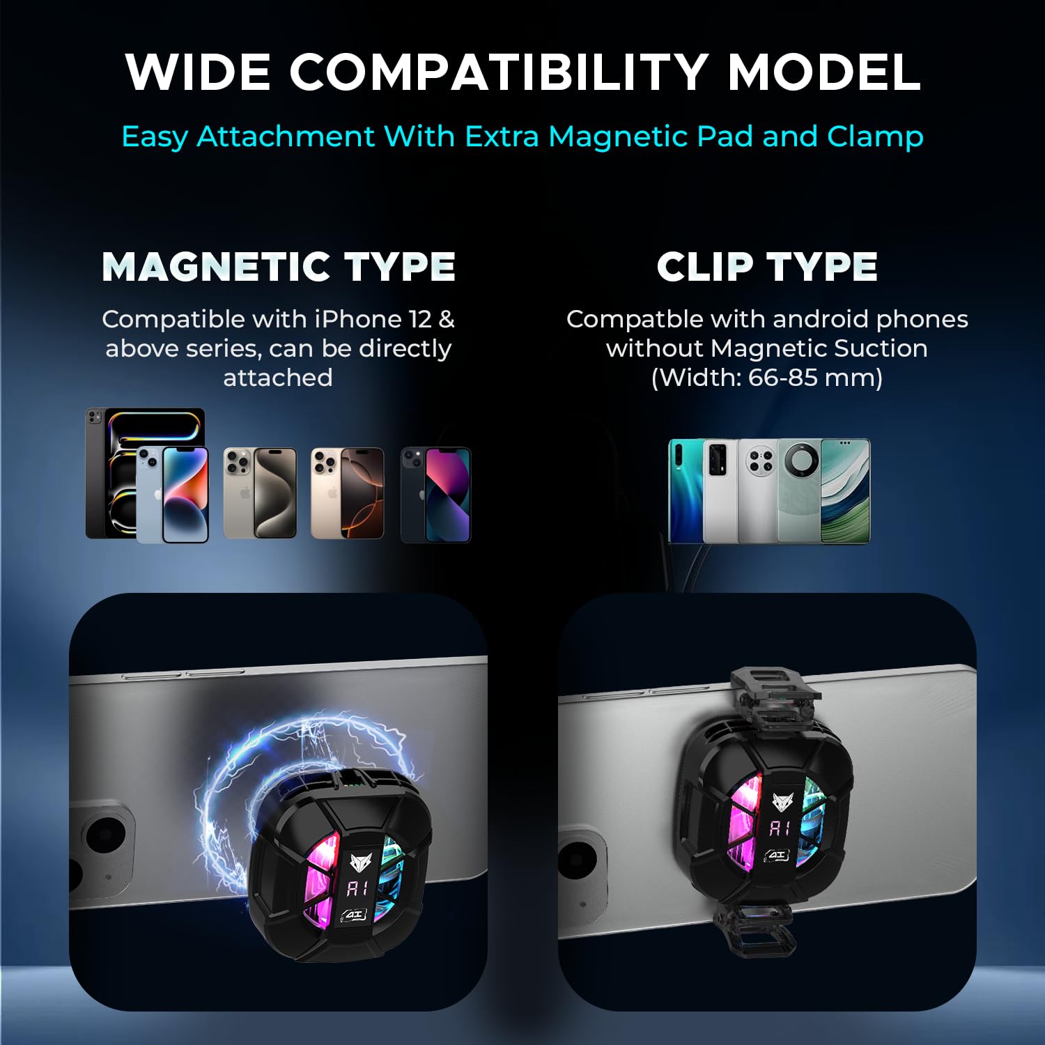 Evofox Hailstone Sense AI Magnetic Semiconductor Mobile Cooler | Smart AI,L1,L2,L3 Mode for Temperature Control |15W Freeze Cooling | for iPhone 12/13/14/15/16,17, iPads and Android Smartphones — Amazon image 6