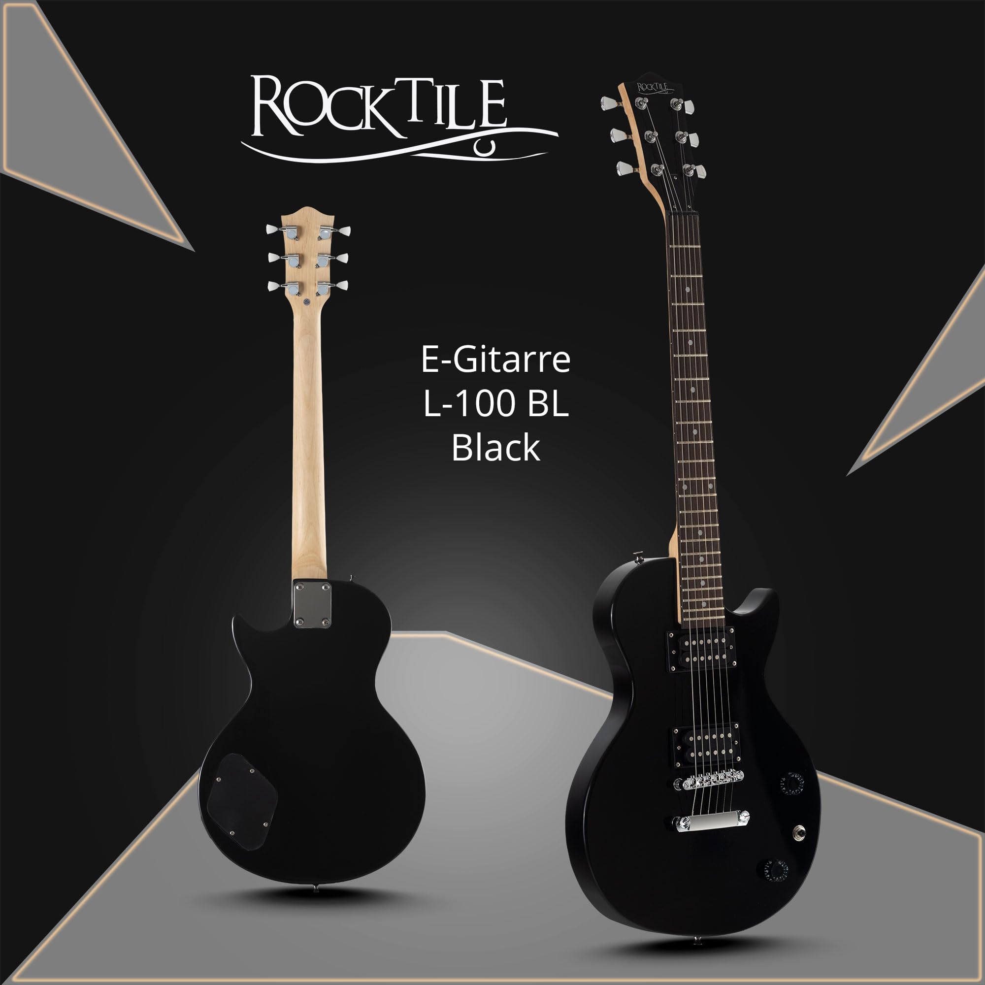 Rocktile LP-100 BL Chitarra Elettrica (Corpo: Tiglio, Tastiera Palissandro, Finitura: Nero High Gloss)