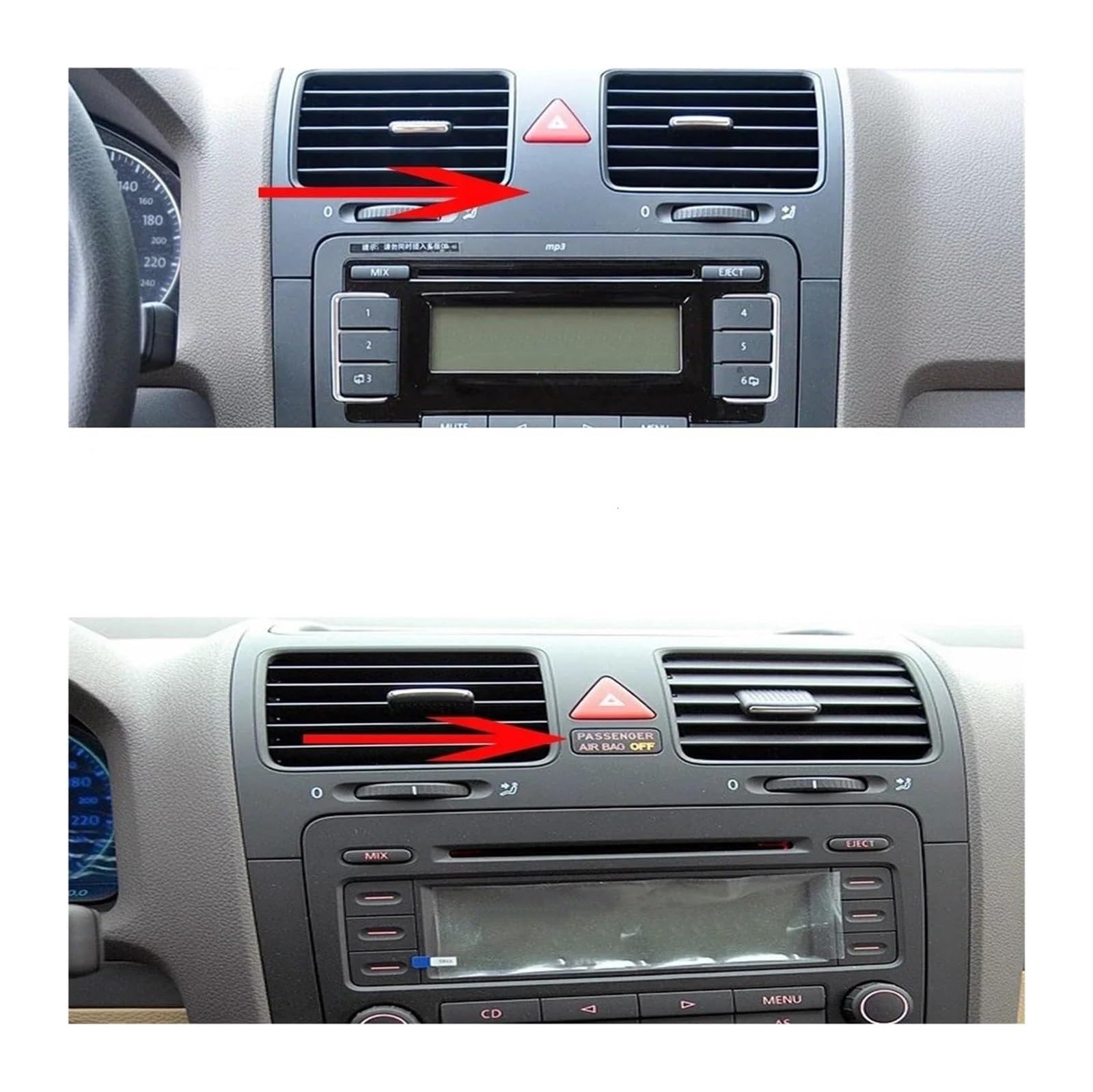 Auto Aria condizionata Ventilazione Per VW Per G&olf Per J&etta Per Rabbit 2004-2011 Cruscotto Nero Bocchetta Di Ventilazione Interna AC 1 Pezzo 1K0819728J 1K0819703 Griglia Auto(Rear)