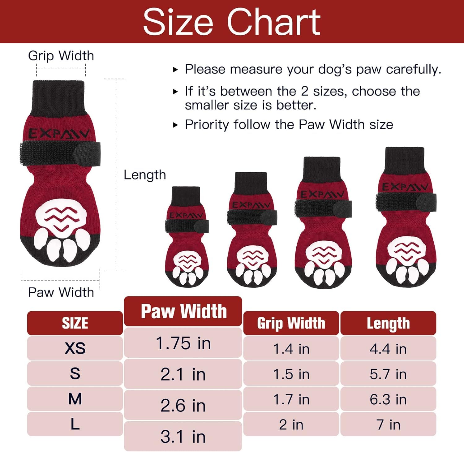 EXPAWLORER Juego de 6 calcetines antideslizantes, para evitar lamerse patas, pavimento caliente, mejor control de tracción en suelos de madera, botines para perros pequeños, medianos y grandes