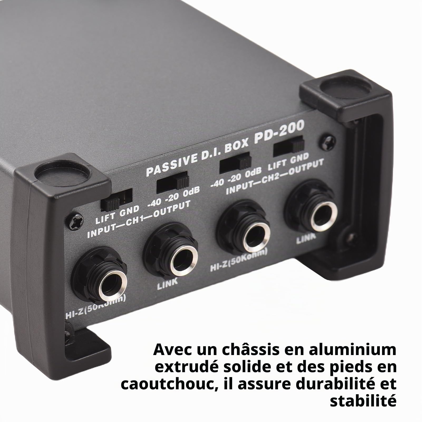 Btuty Unité DI-Box passive 2 canaux éliminateur de bourdonnement 6,35 mm instrument Direct Box vers XLR Professionnel Impédance Transformation Audio Isolateur DI Direct Box