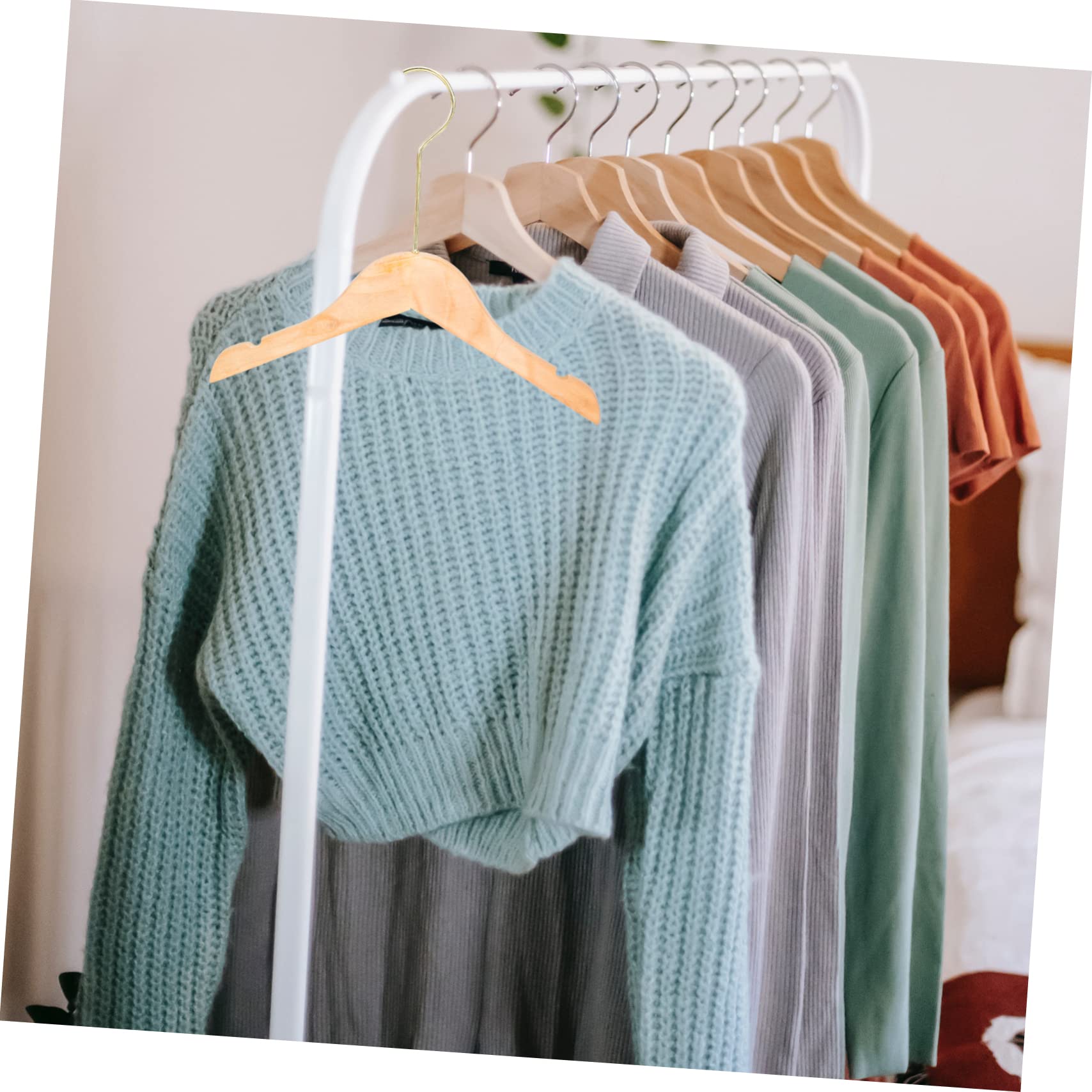 Perchas de Madera para Niños y Bebés, 10 Piezas, Diseño Seguro y Antideslizante, Tamaño 15 Cm, Ideales para Secar Ropa en Casa