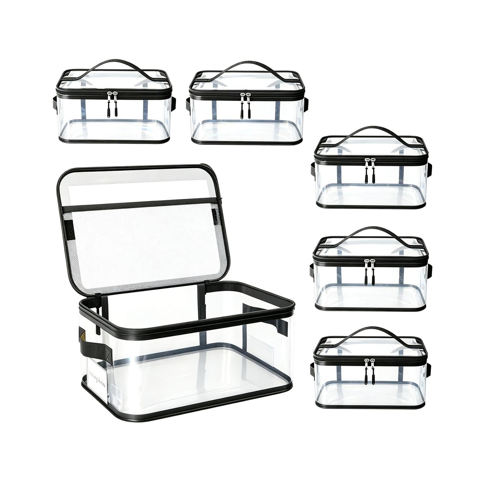 Bolsa organizadora de juguetes, juego de 6, bolsas de almacenamiento de PVC transparente con amplio acceso con cremallera, asas para clasificación en la habitación familiar, bolsa para estante de sala