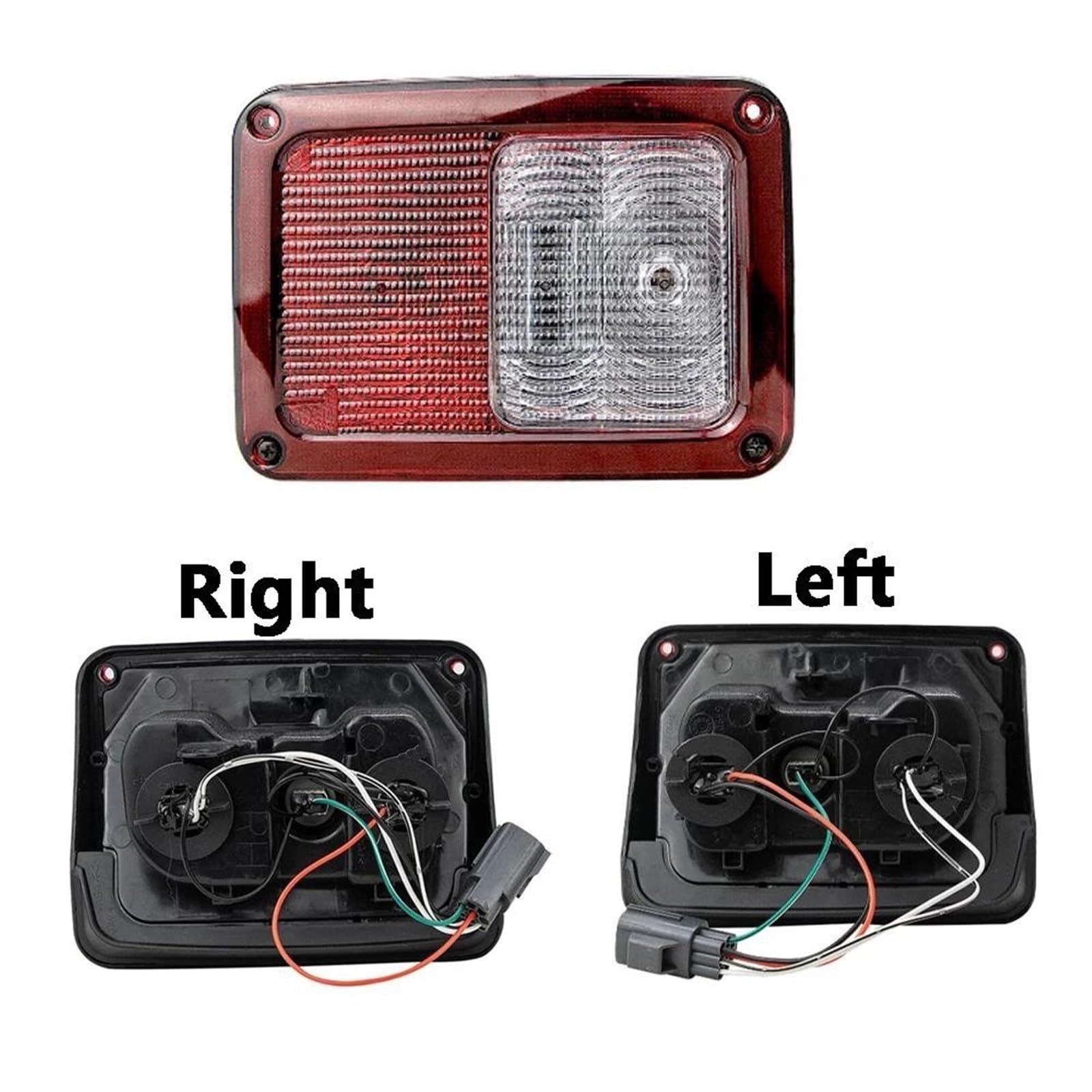 Generisch Rückleuchten Für Jeep Für Wrangler JK 2007-2017 Klares/Rotes 12-V-Rücklicht (US-Stecker) Rücklicht für die linke oder rechte Seite des Autos(Rear Left)