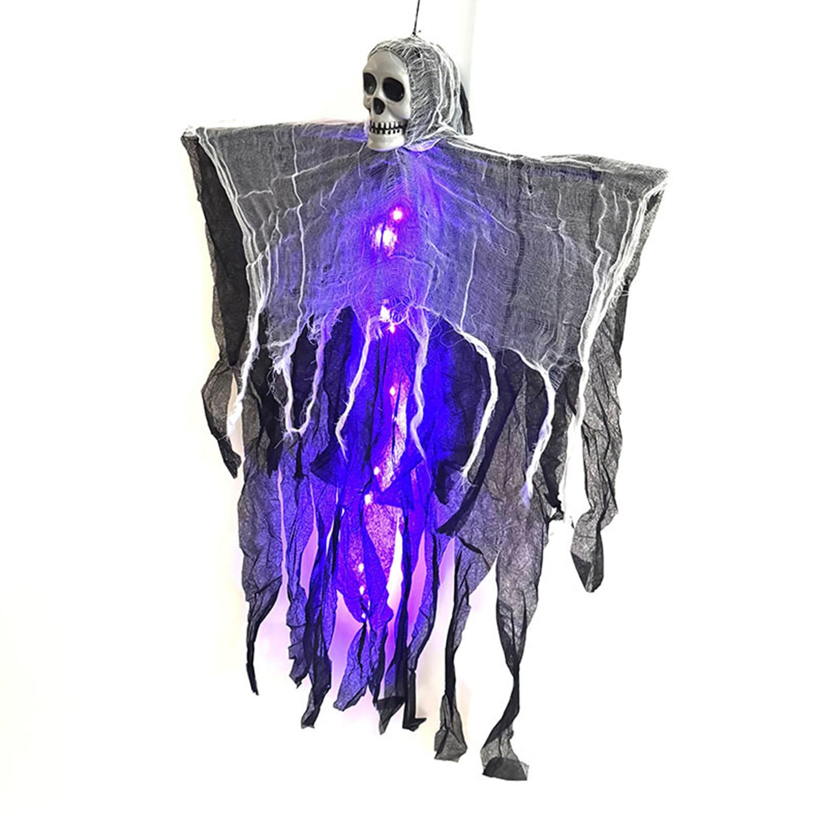 Tsophreniq Lighted Skull Specter Ornament Halloween Skeleton Hanging Props for Home Haunts House Decorations Hanging Lighted Skull Ornament Skeleton with Light