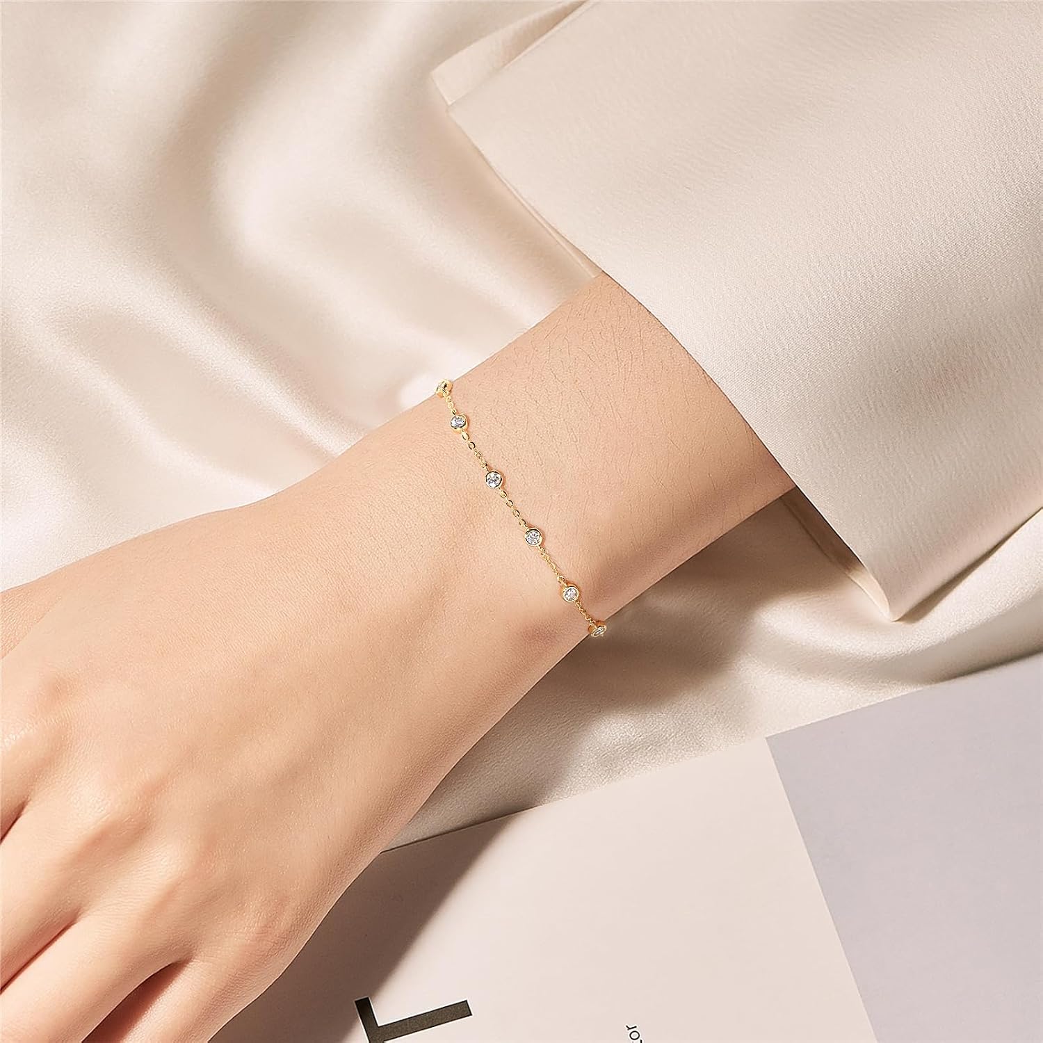 Moissanite Tennis Bracelet, Imitation diamond Bracelets for Women, 925 Sterling Silver Wedding Stacking Paperclip Classic Bracelets, D Color VVS1 Round Cut, GRA Certificate, 6.5+2 inch