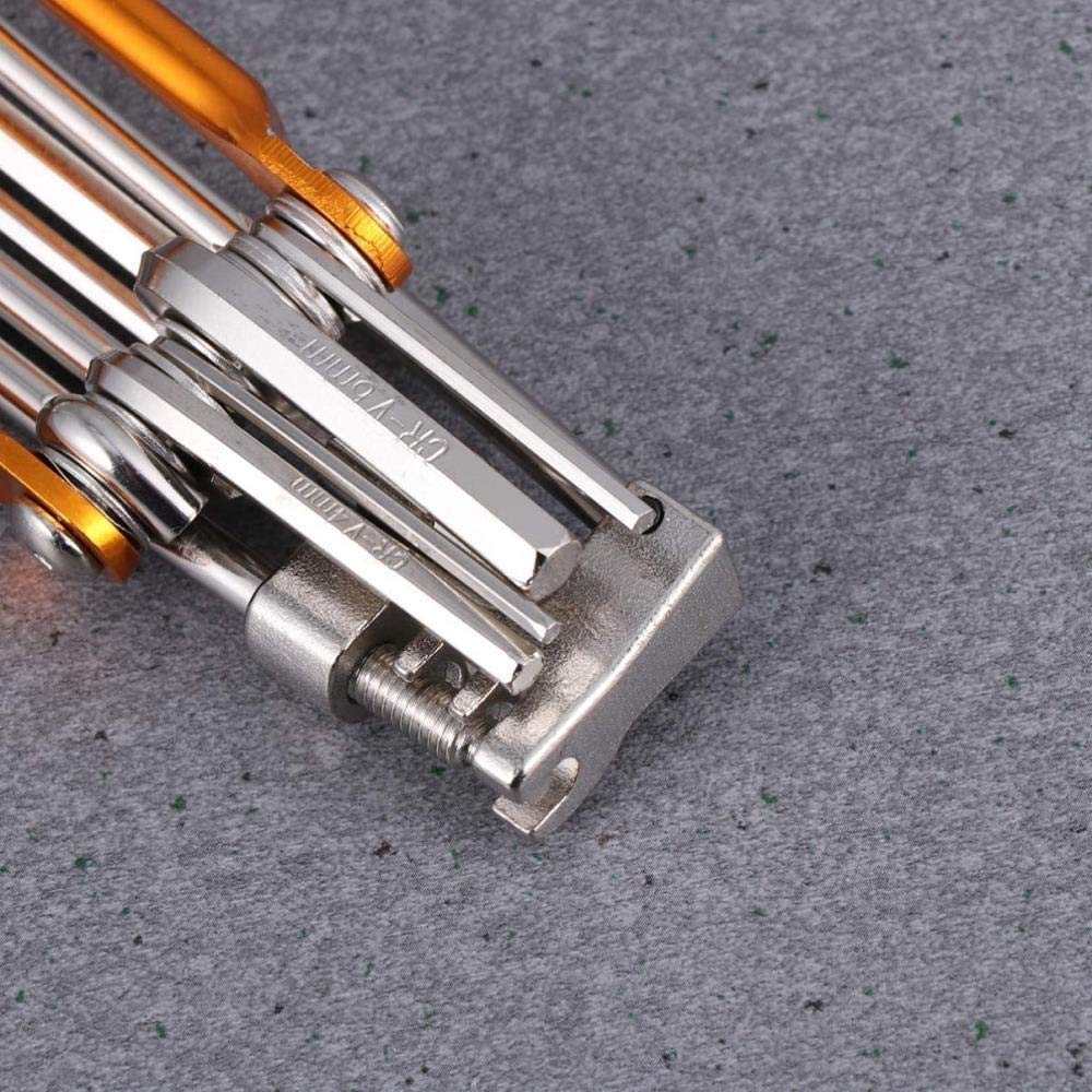 Solides 1-Satz-Fahrradreparatur-Werkzeugsatz mit Kettenspalter-Schneidwerk und abnehmbarem Reifenheber Multifunktions-Fahrradreparaturzubehör für den Innenbereich im Freien Blau, F