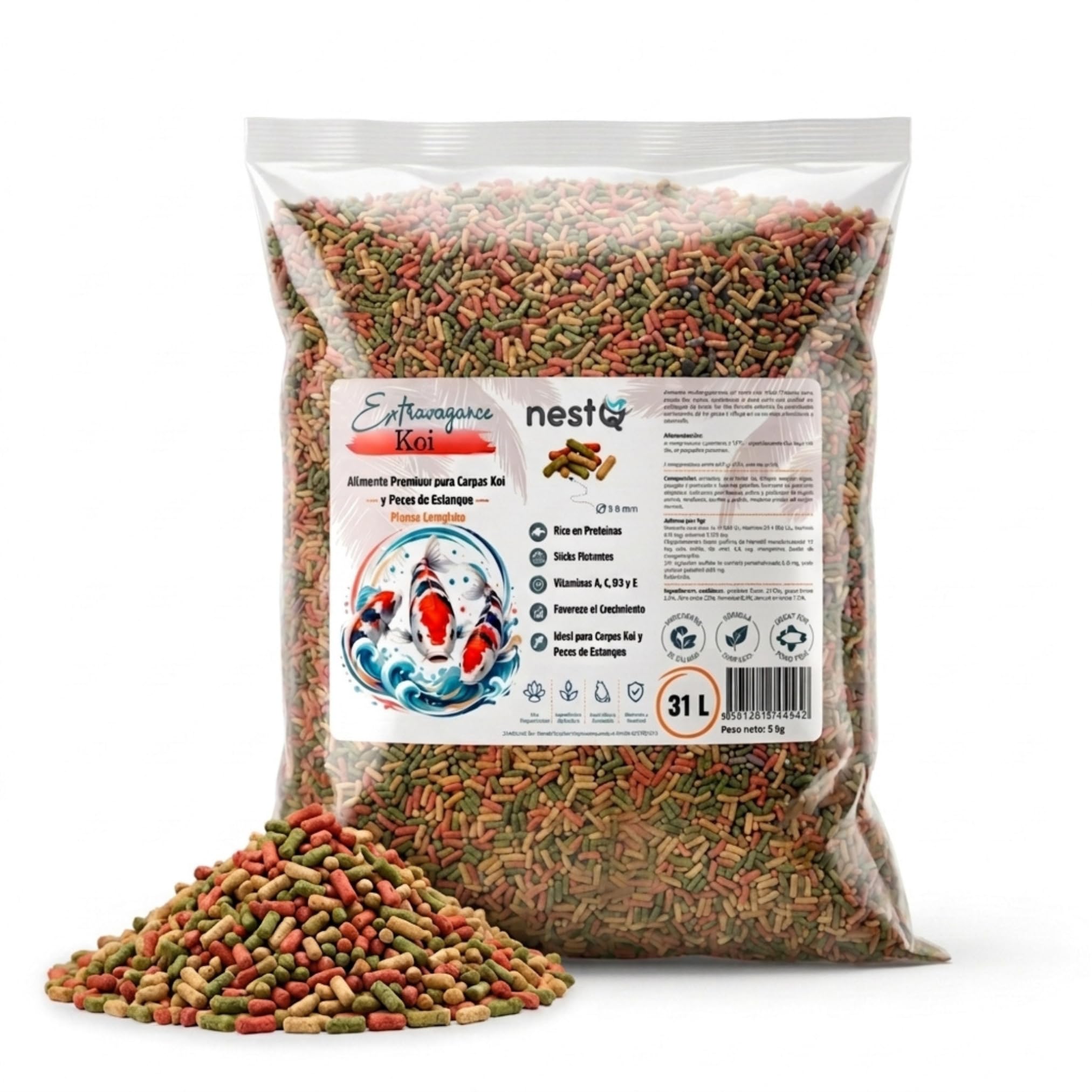 Comida para Peces de Estanque Koi y Carassius 31 L (5 kg) Flotante