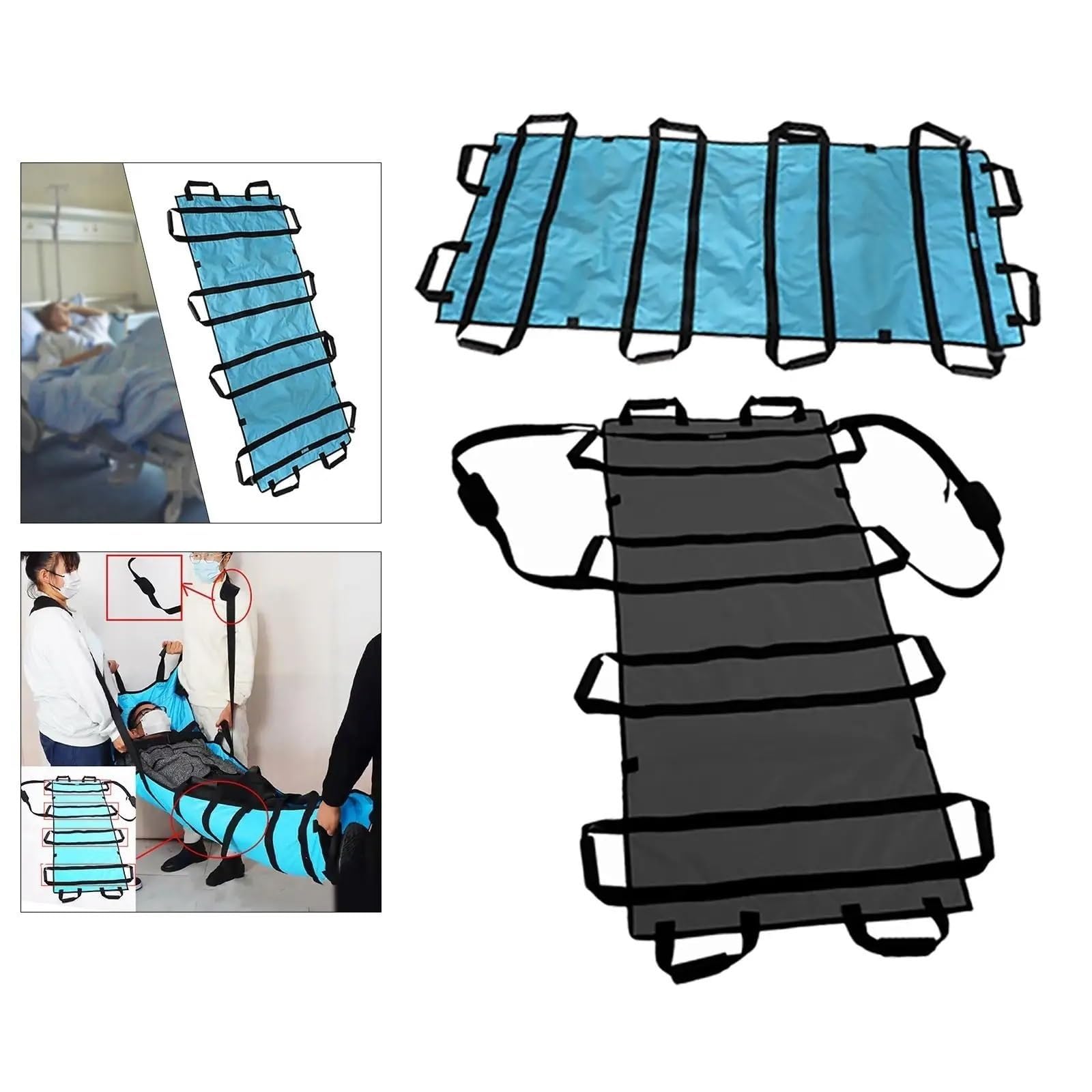 Camilla de traslado de pacientes, almohadilla de rescate de emergencia, Camilla de movilización, almohadilla de posicionamiento para movilidad asistida para Perso, Blue-No Shoulder Strap