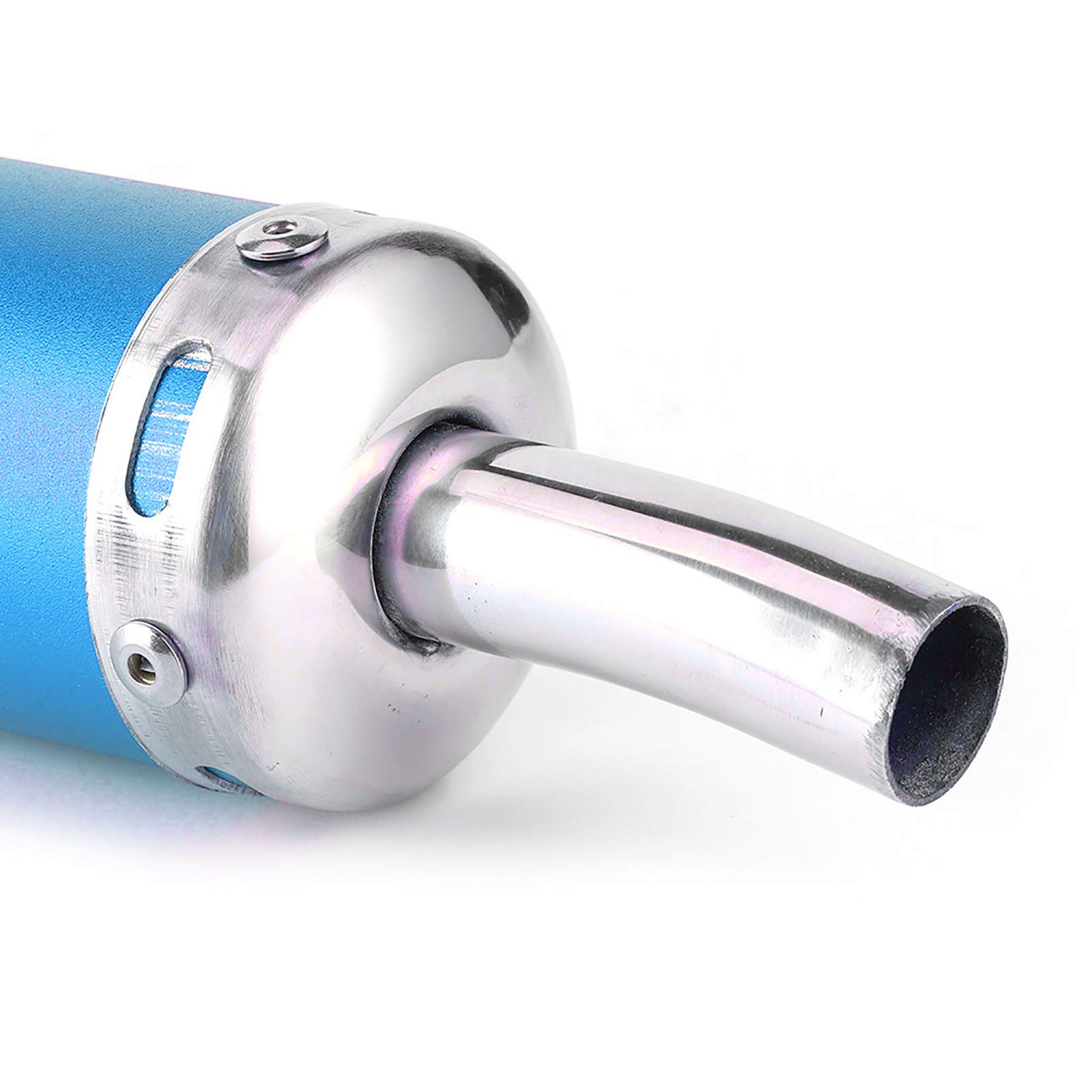 2-Takt Auspuffschalldämpfer Edelstahl Universal, 20 mm Krümmer Rohr Motorrad Endschalldämpfer Zubehör, Geeignet für Moped Roller Motocross (Blau)
