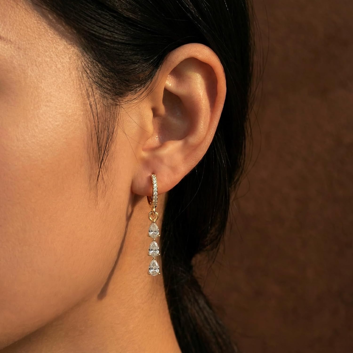 Dangle Earrings for Women Dainty 14K Gold Plated Drop Earrings for Women Trendy Hypoallergenic Dangling Long Huggie Hoop Earrings Lightweight Womens Jewelry Gifts - Image 4