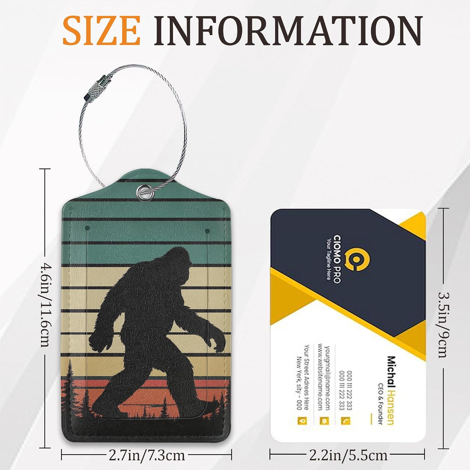 Sasquatch Luggage Tags for Suitcase 3 Pack, Privacy Cover ID Label with Stainless Steel Loop and Address Card for Travel Bag Suitcase image 2