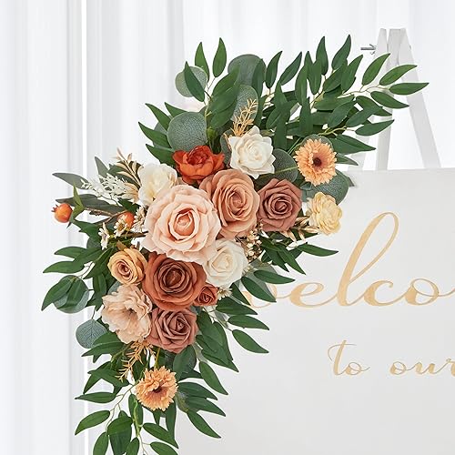 Miniatura 4 de Ting's time Kit de 2 flores de arco de boda para fiesta de boda, letrero de bienvenida floral, decoración de recepción, decoración floral, flor de