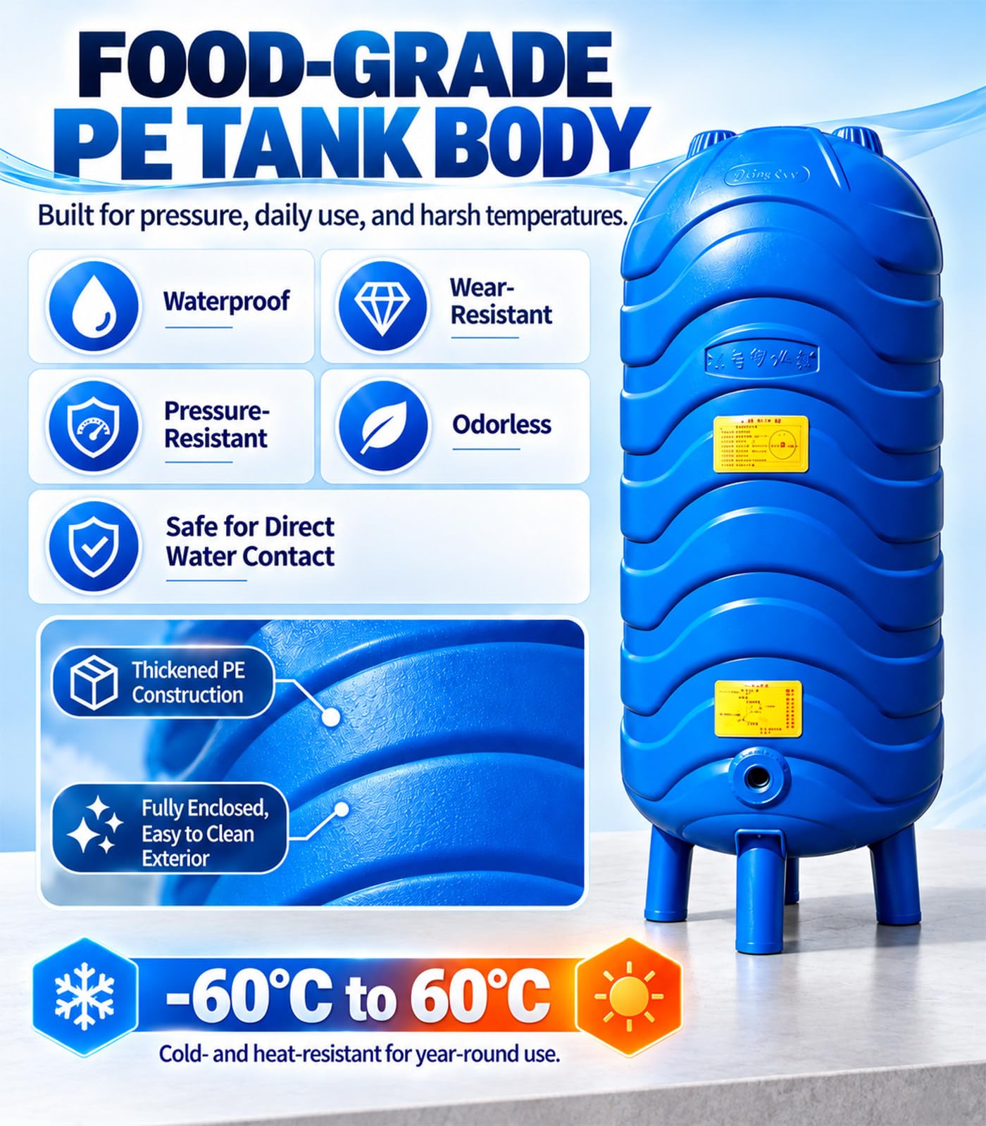Zbiornik ciśnieniowy do wody z PE 300L/79.2Gal