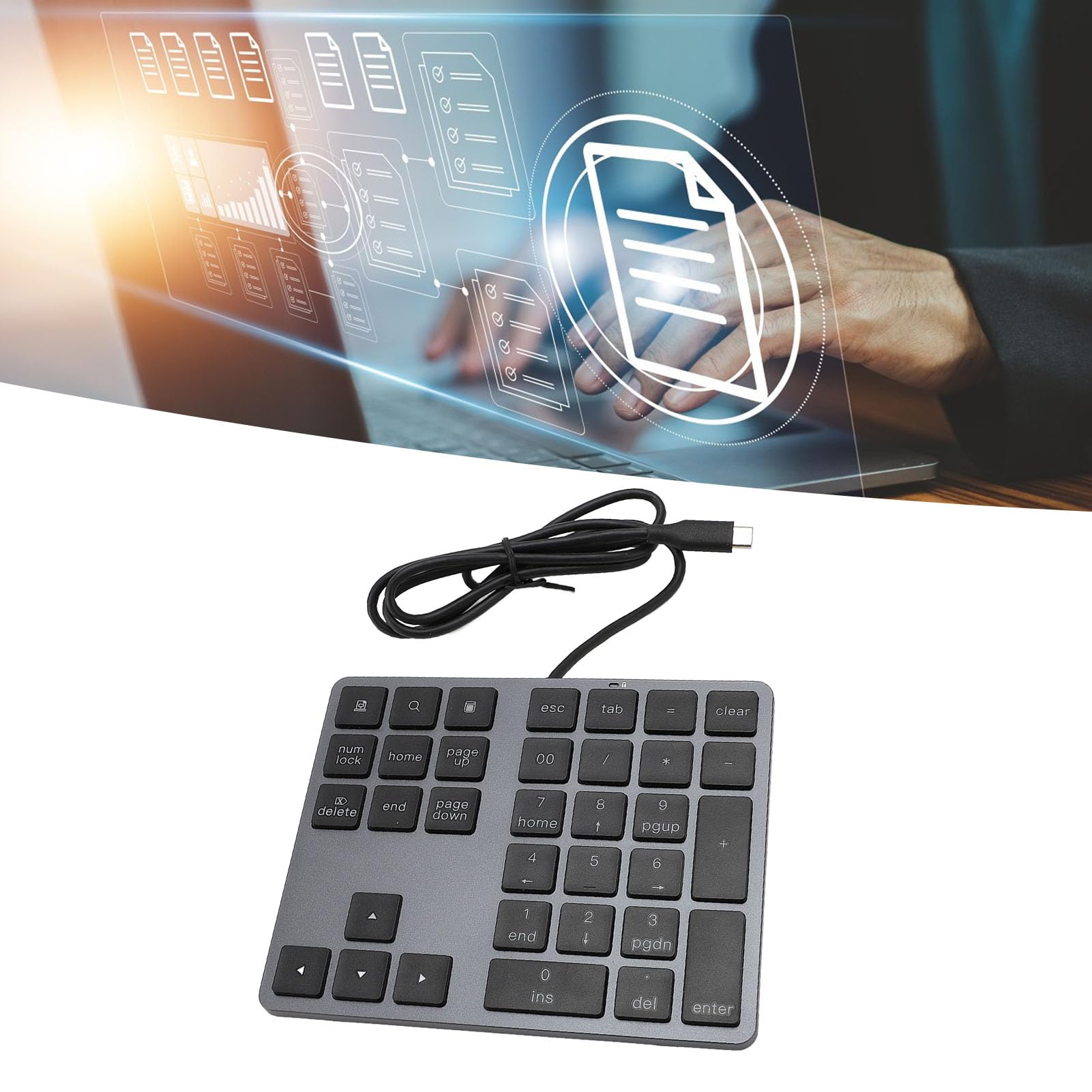 Tangxi Tastierino Numerico Cablato Compatto Facile da Usare per L'immissione Rapida di Numeri su PC e Laptop con USB 3.1 34 Tasti