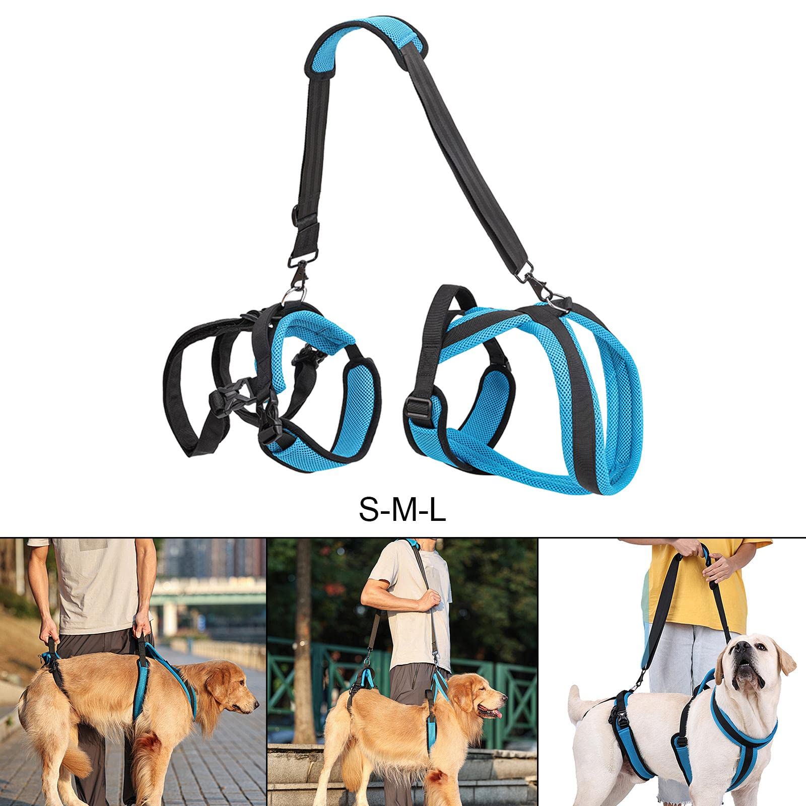 Arnés para Perros Arnés de Apoyo Ajustable Arnés de Asistencia para Patas Traseras Correa de Ayuda para Mascotas Material Poliéster Suave Adecuado Par, s