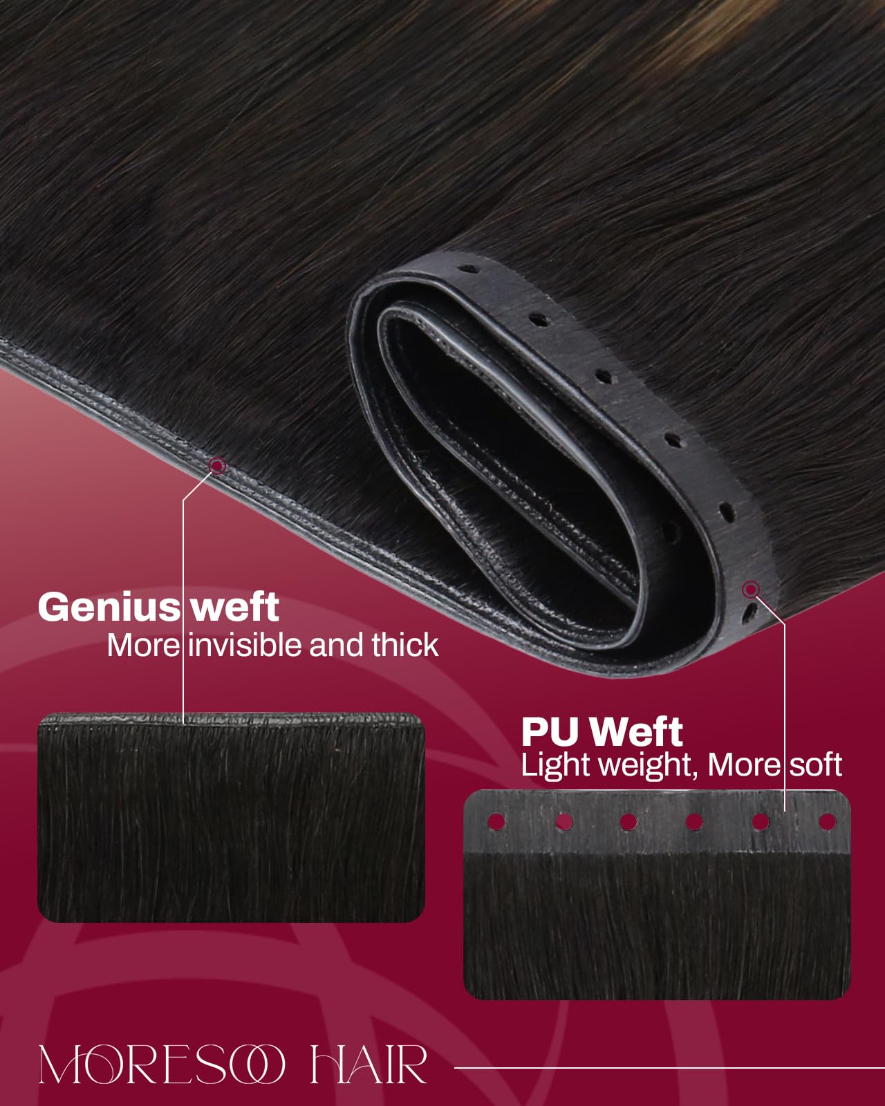 Moresoo Weft Hair Extensions Real Human Hair Medium Brown Highlighted Platinum Blonde Sew in Human Hair Extensions Brown to Blonde Full Head Remy Straight 18 Inch 100g/Pack #P6/60 — view 152