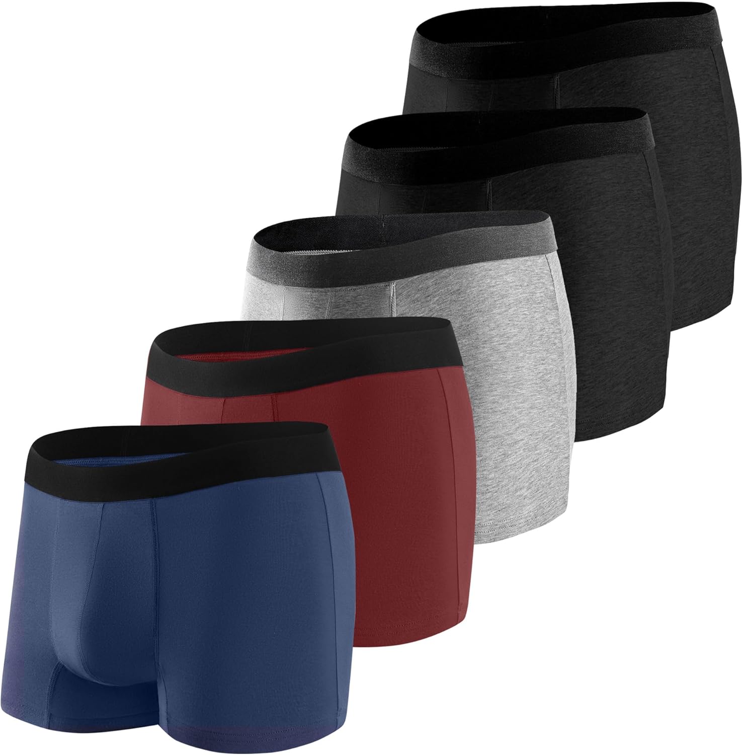 BATTEWA Incontinence Underwear for Men Cotton Leak Proof Boxer Briefs Absorbent Postoperative Bladder Control Adults Panties 50mL (5 Pack,2X-Large, 5Colors)