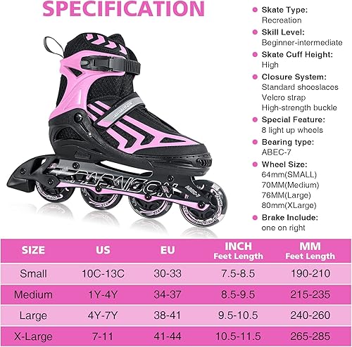 Miniatura 5 de ITurnGlow Patines en línea ajustables para niños y adultos, patines con todas las ruedas iluminadoras, para niñas y niños, hombres y mujeres