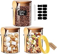 Glass Jars with Airtight Lid and Spoon,Glass Food Storage Jars Containers,Overnight Oats Containers with Lids,Hot Chocolate Station Decorative home Kitchen Jars for Spice Tea Coffee Sugar Canisters