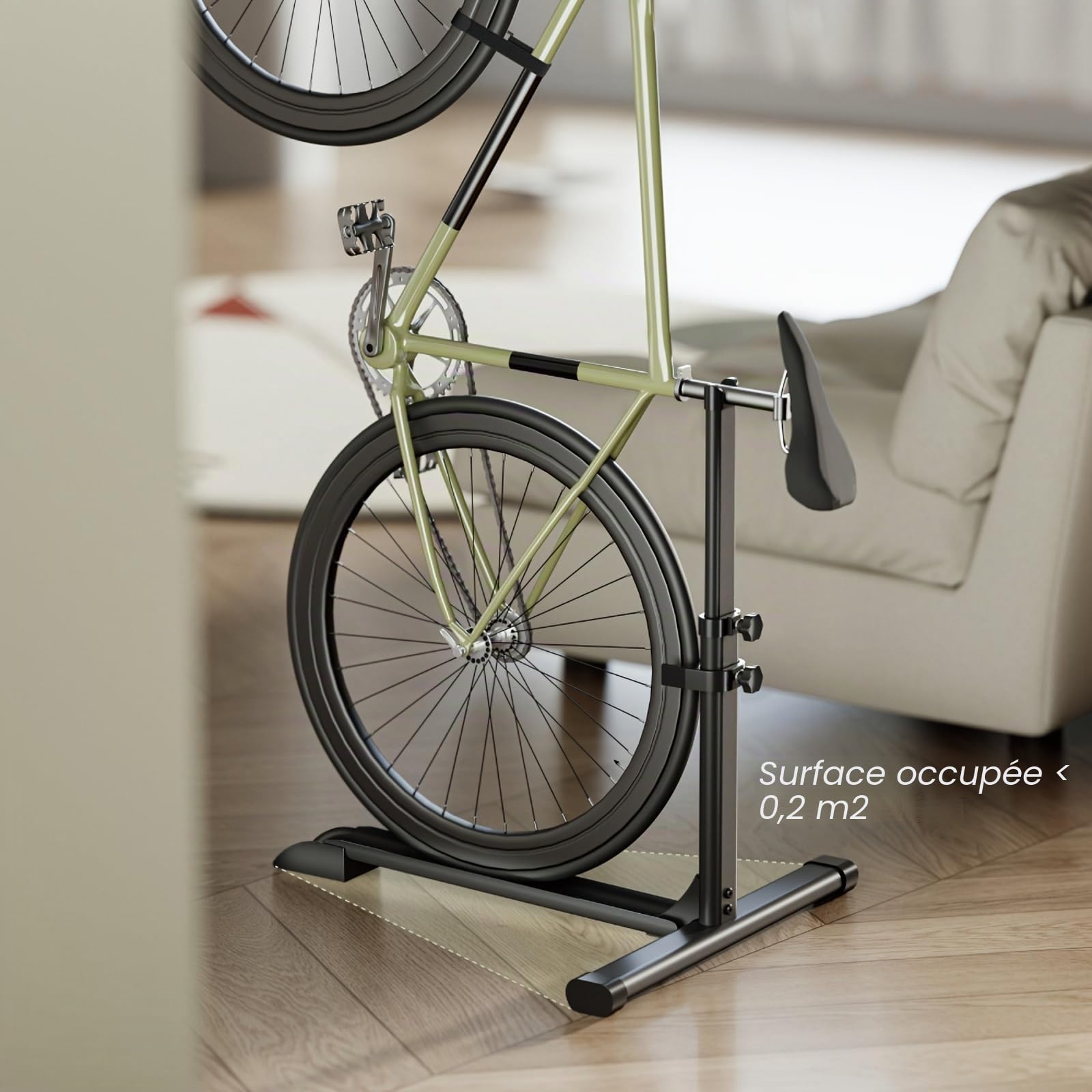 Mimoke Support vertical pour vélo - Support de sol droit pour le rangement des vélos à l'intérieur - Garages et appartements (deux pièces)
