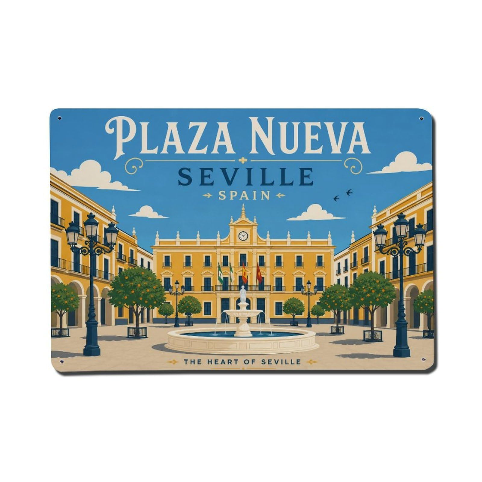 Tgrcjimh Style Metal Tin Sign Seville Spain Vintage Travel