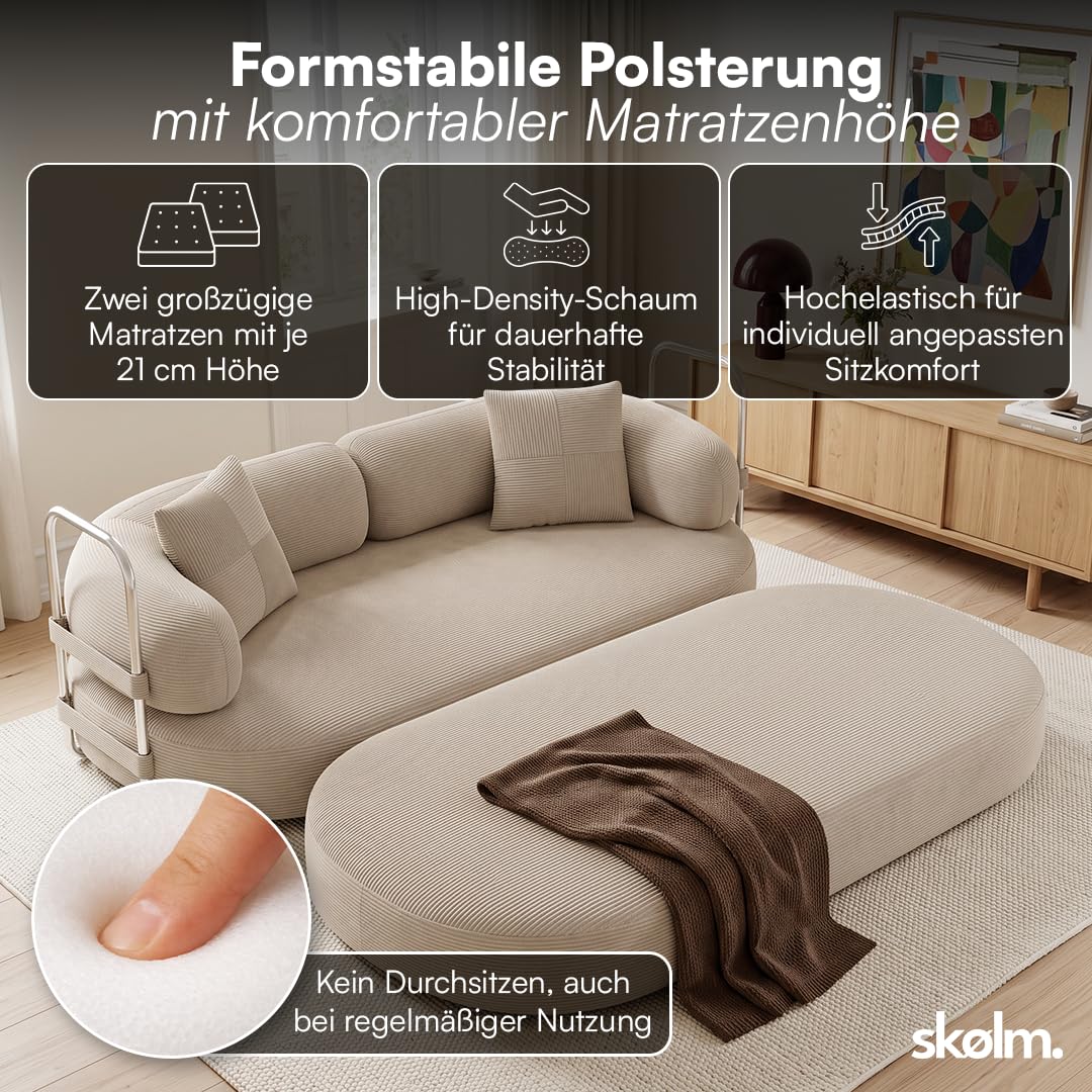 skølm Vörnir Sofa 2 Sitzer, Schlafsofa modular, vakuumiert, Cord beige