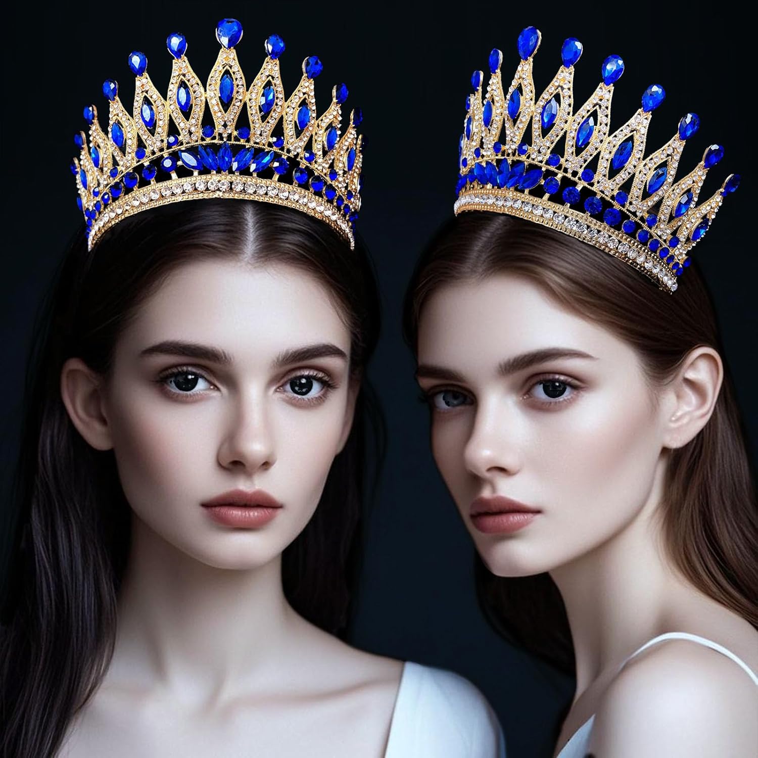 Tiaras and Crowns for Women,Wedding Tiara for Bride,Rhinestone Queen Crown,Crystal Costume Hair Accessories for Birthday Prom Crown with Combs - Image 3