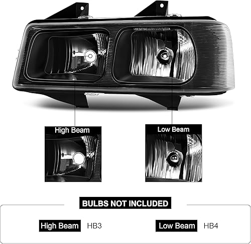 Miniatura 2 de Daume Conjunto de faros delanteros compatible con Chevy Express 2003-2020  GMC Savana 1500 2500 3500 lado del conductor y lado del pasajero