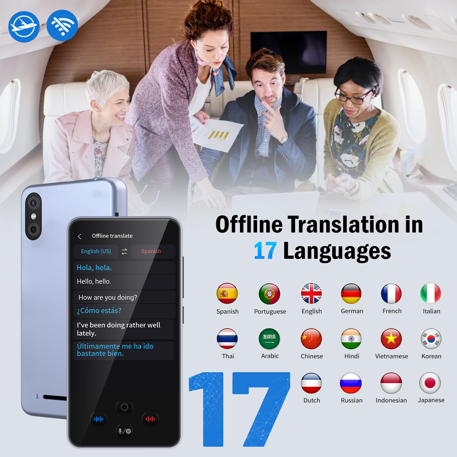 Traductor en Tiempo Real, Traductor Instantaneo de Voz con 138 Idiomas y Español sin Conexión, Traductor Electronico de Idiomas Traductor Simultaneo con Traducción de Fotos y Batería de 2000 mAh