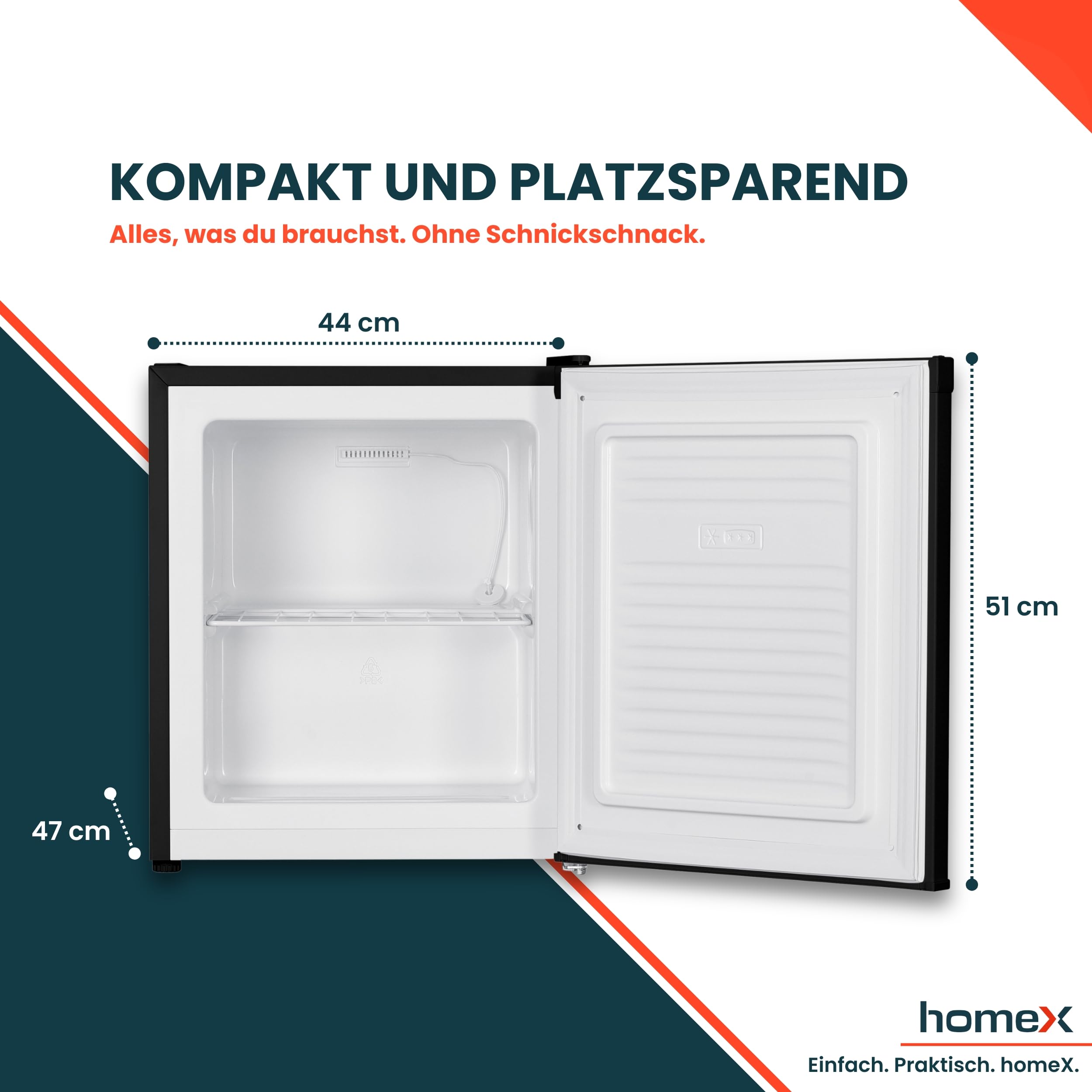 homeX FM1015-B Mini Gefrierschrank Gefriertruhe klein 33L Nutzinhalt | 4-Sterne Gefrierbox, freistehend, kompakte Tiefkühltruhe, Mini Freezer, Temperaturregelung, kleiner Tiefkühlschrank, schwarz