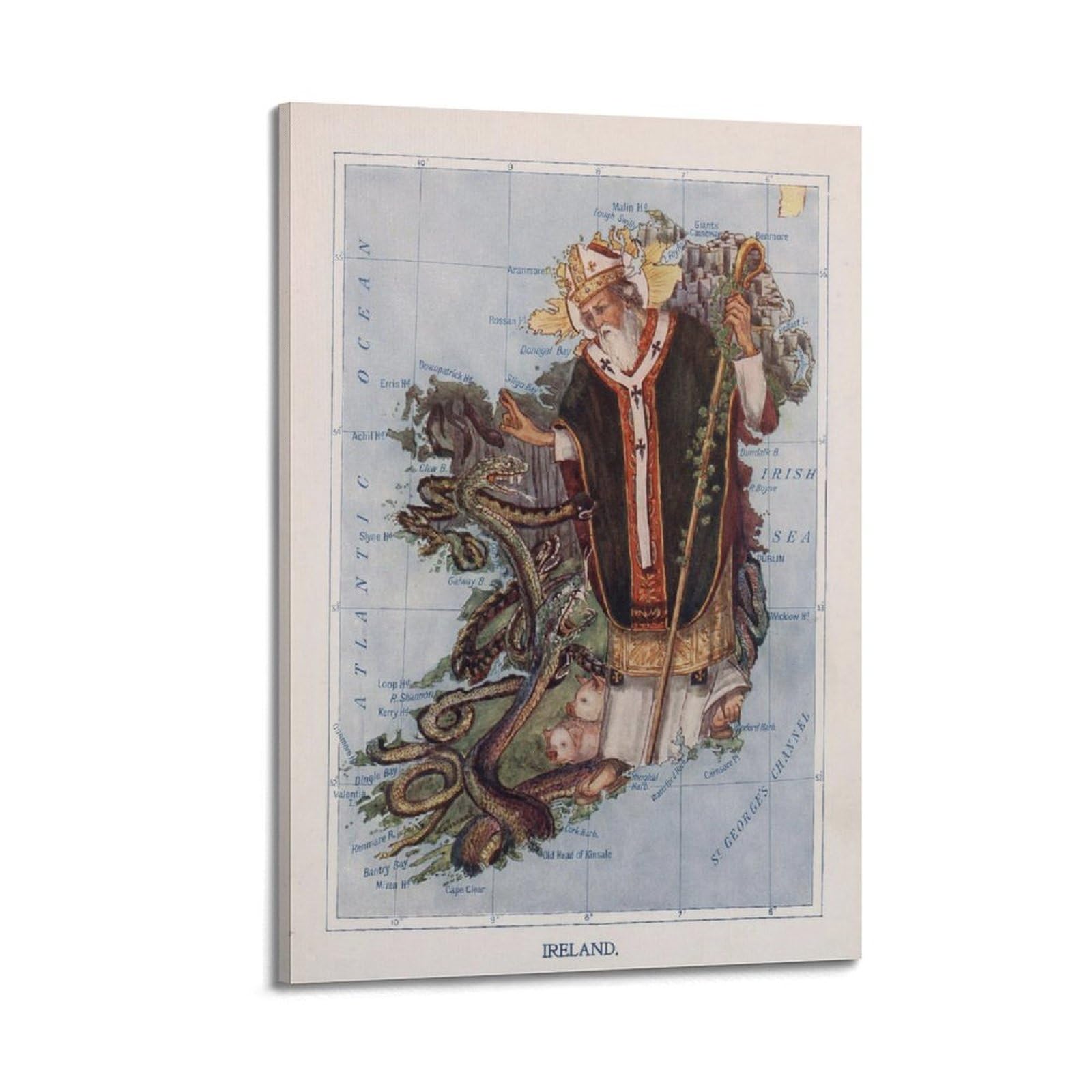 OKAHYS Vintage Travel Map Poster Ireland King Decorative Painting Canvas Wall Artworks Picture 20x30inch(50x75cm)
