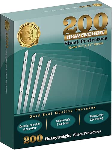 GOLD SEAL 200/Box Clear Heavyweight Poly Sheet Protectors, 8.5" x