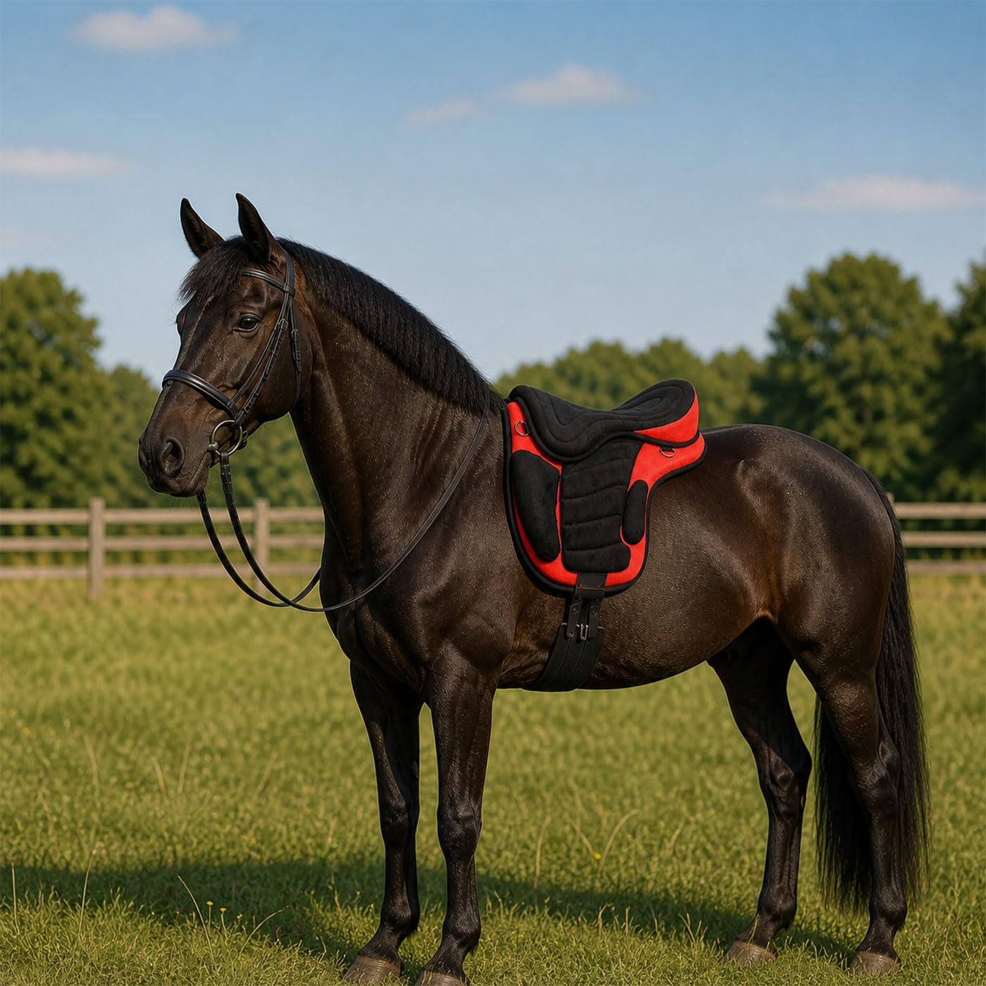 Brama West Selle Safety Taille d'assise 18" pour Chevaux Sangle Rouge