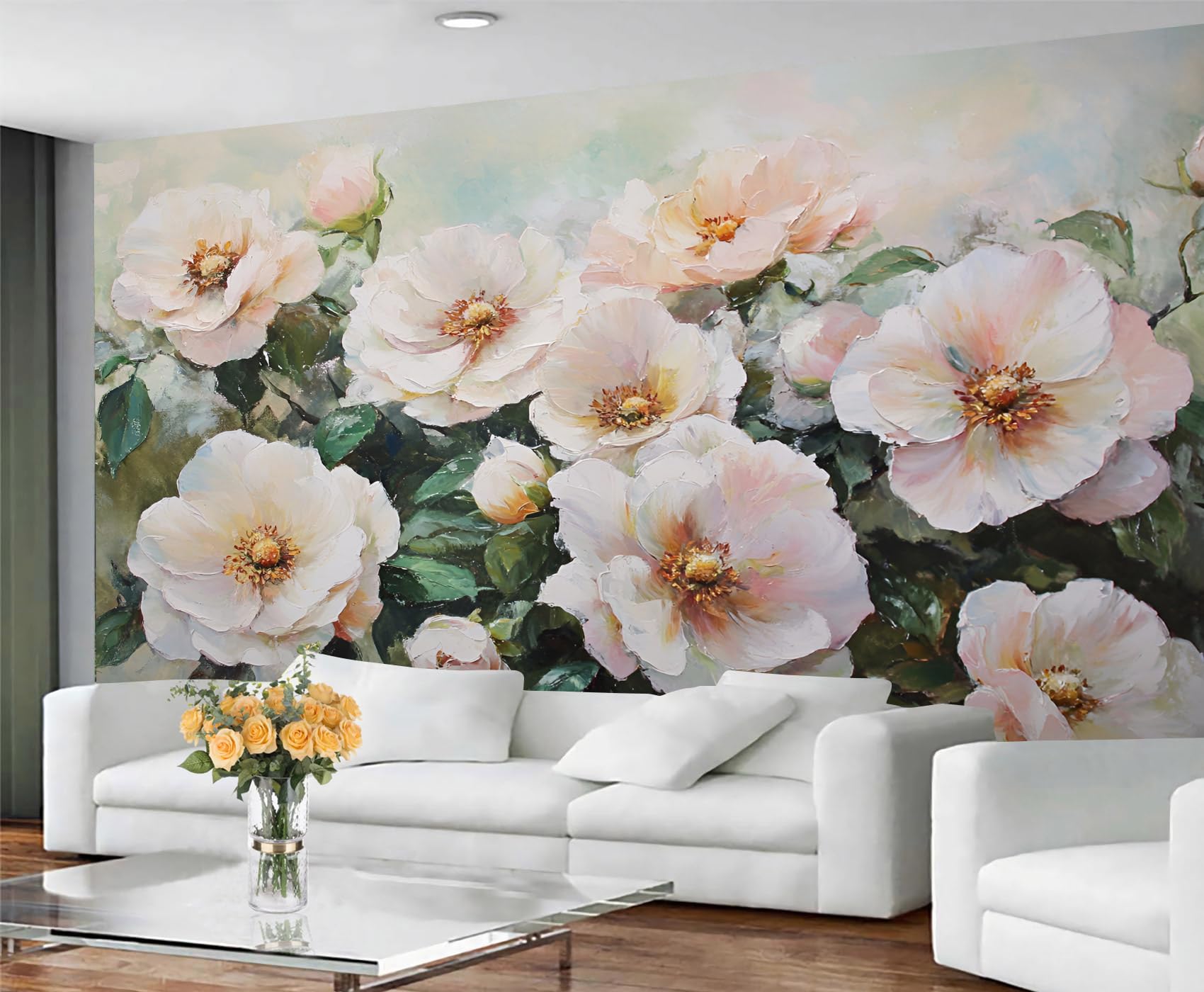GIVLWF Wallpaper Floral Home Decor & Mural, Pastel Florals Bedroom Wallpaper, Vintage Flowers Wall Paper for Living Room, Large Wall Mural - Not Self-Adhesive — image 1