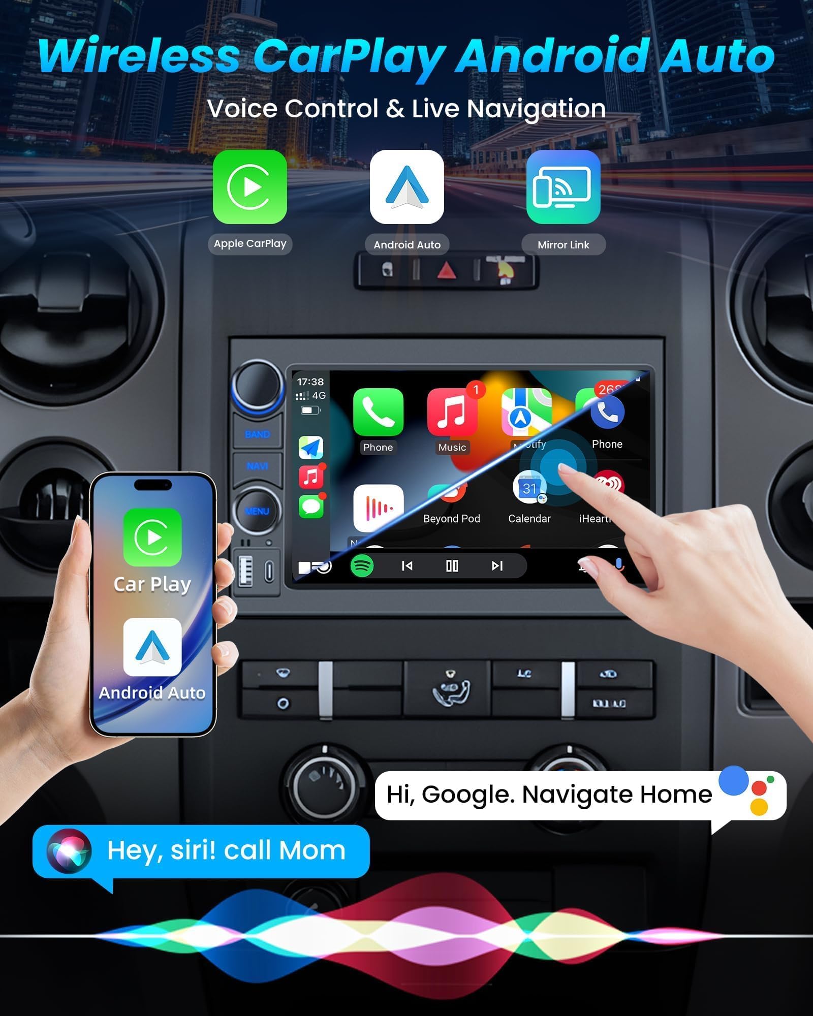 Autoradio Android 9" Pour Ford F150 2004-2008 - CarPlay/Android Auto Sans Fil, 8Go RAM, Caméra De Recul