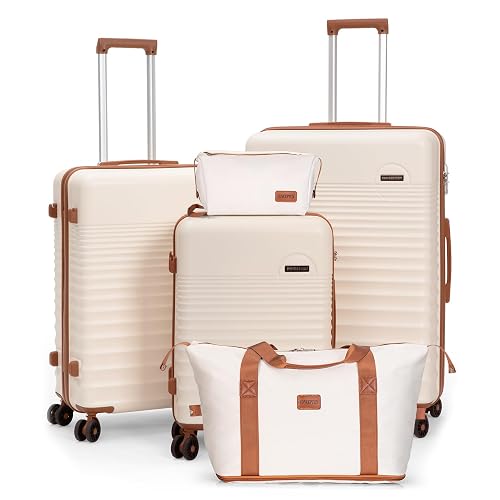 CONCEPTEN Luggage Sets 5 Piece ABS+PC Hardshell Suitcases (22x14x9 Carry On)