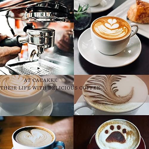 Miniatura 7 de CACAKEE Jarra espumadora de leche, 20 onzas20.3fl oz, jarras de acero inoxidable para cocinar al vapor, jarra espumadora de leche para café expreso,