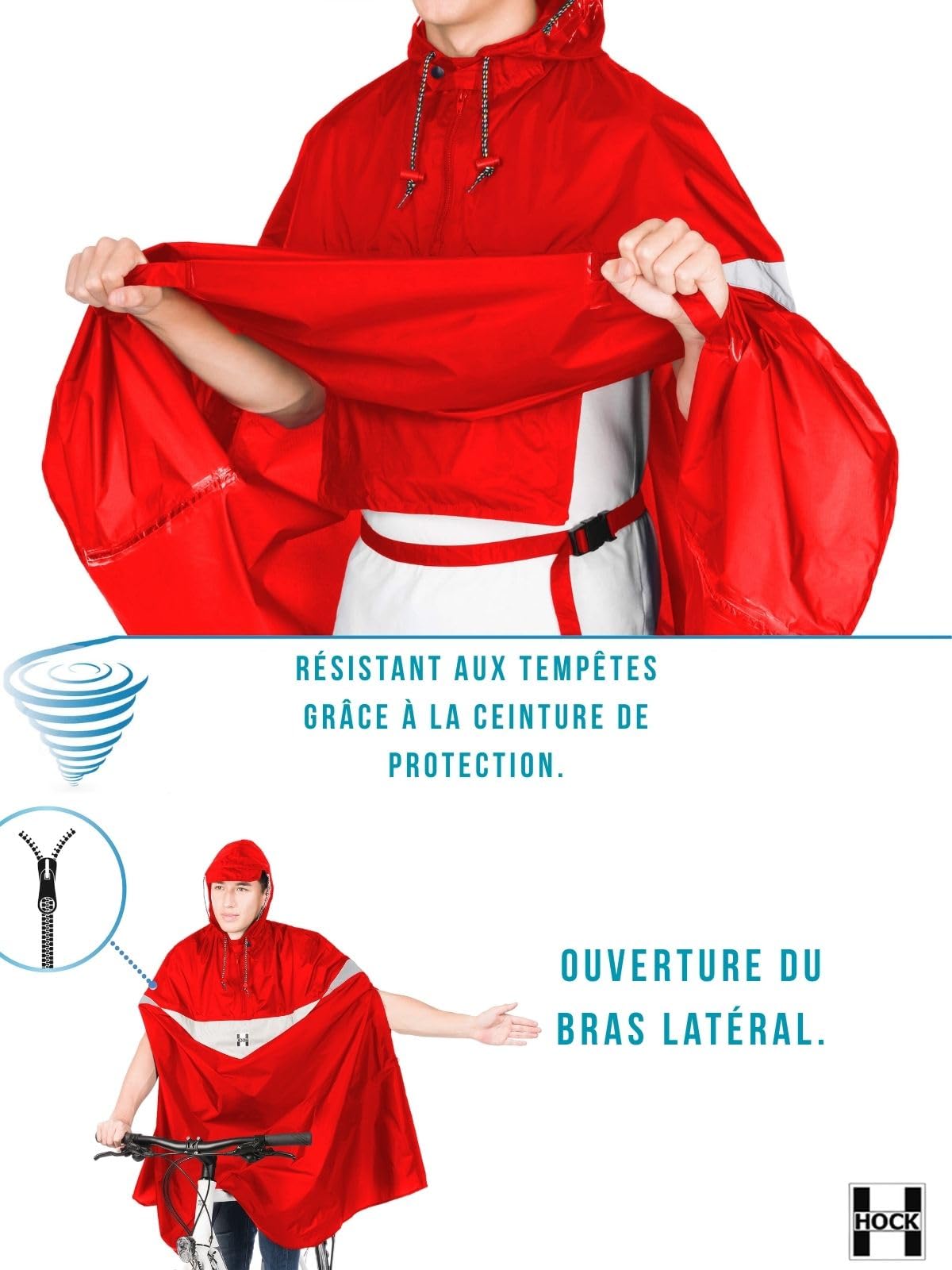 Hock Super Praktiko Poncho à vélo, 30% réduit, Résistant à l'eau, Unisex, Adulte, Cyclisme, Poncho, One Size