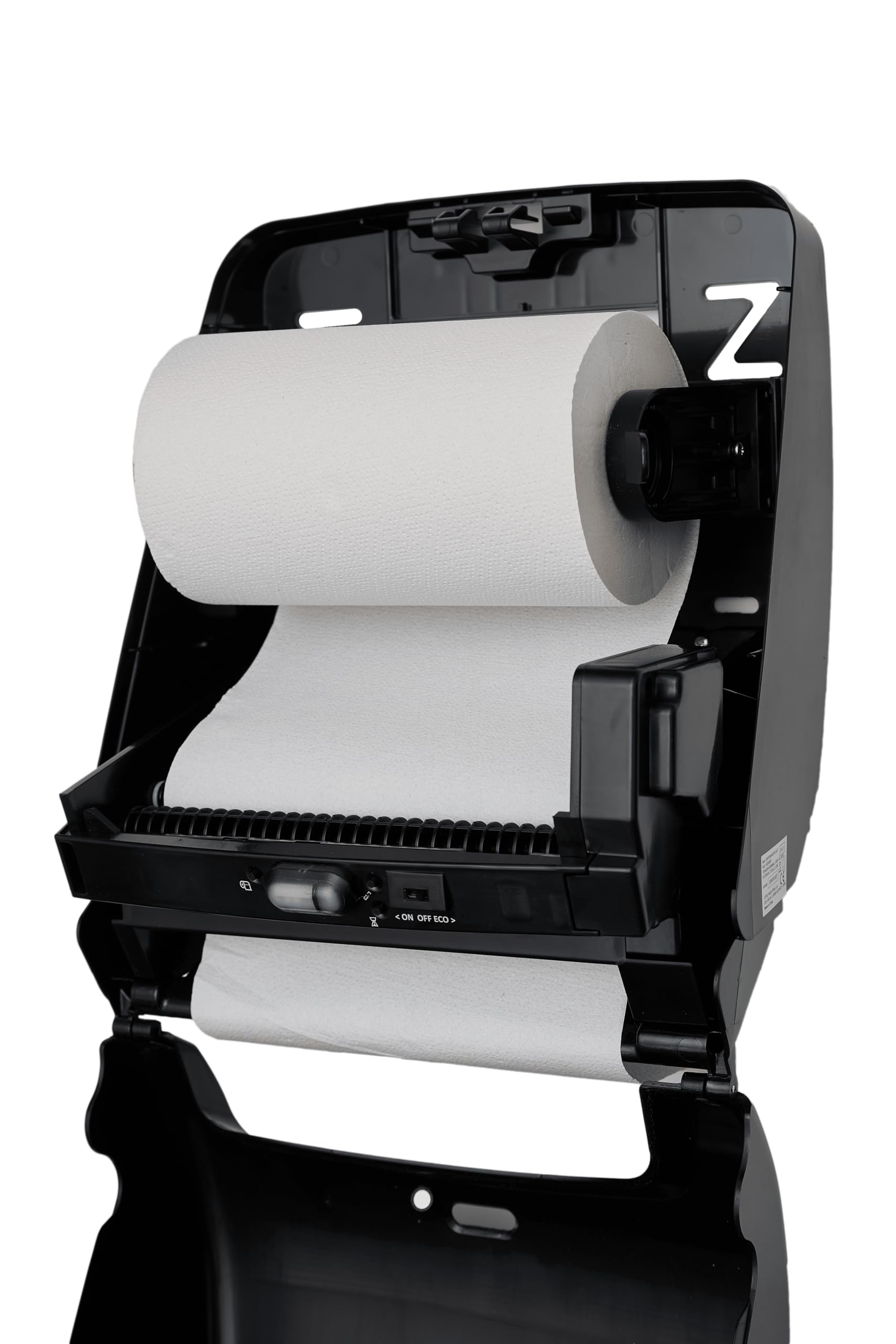 Jofel - AG65600, Dispensador de Papel Automático, Dispensador de Papel Bobina en Continuo, Fabricado en ABS Negro, Papel 220 mm Ancho, 200 mm Mandril ø 35/45mm